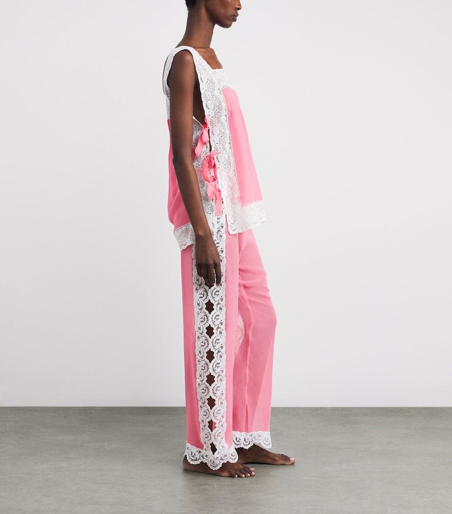 Loretta Caponi Womens Silk Yasmin Trousers Pink Dawn Image 2