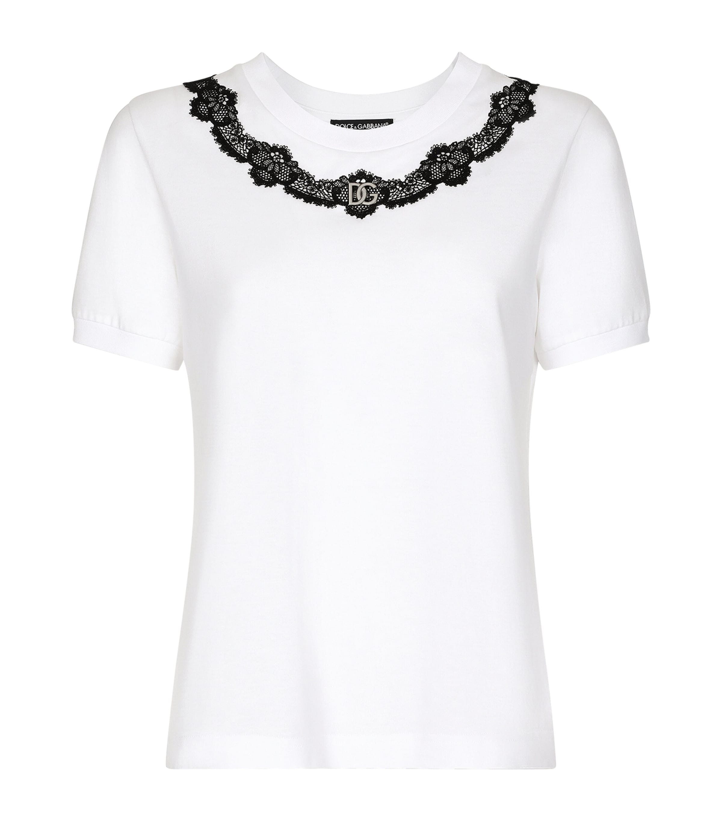 Dolce & Gabbana Lace-trimmed Cotton T-shirt