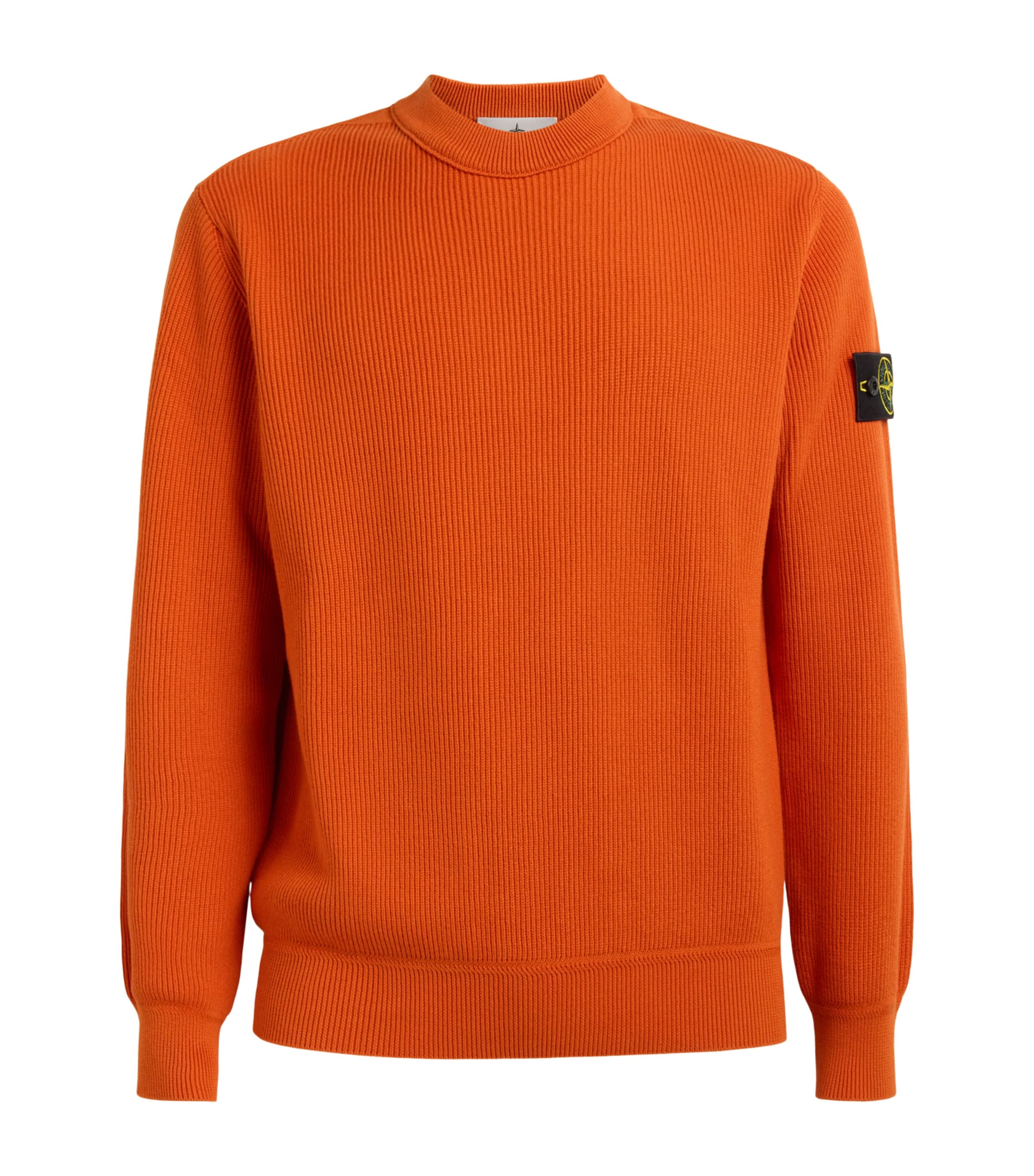 Stone Island Mens Ribbed Compass Patch Sweatshirt Image 1