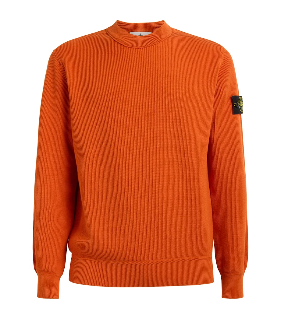Stone Island Mens Ribbed Compass Patch Sweatshirt Image 1