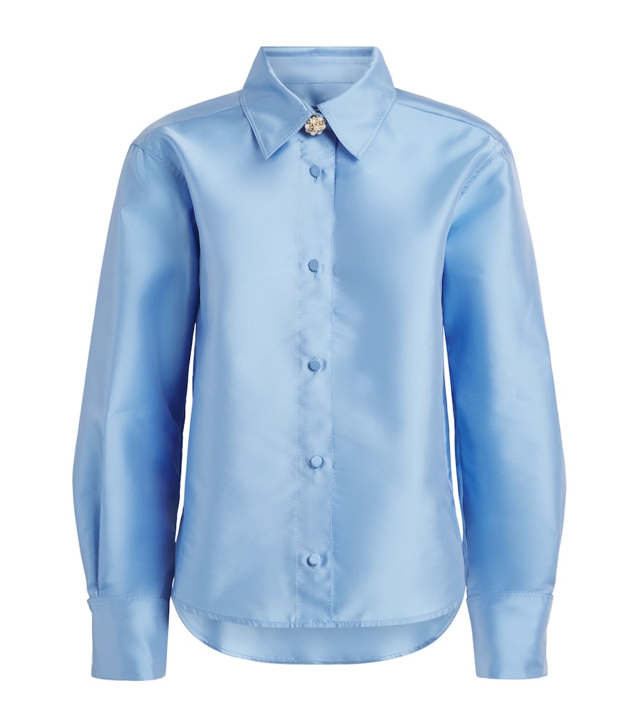 Sandro Paris Womens Satin Shirt Sky Blue Image 1