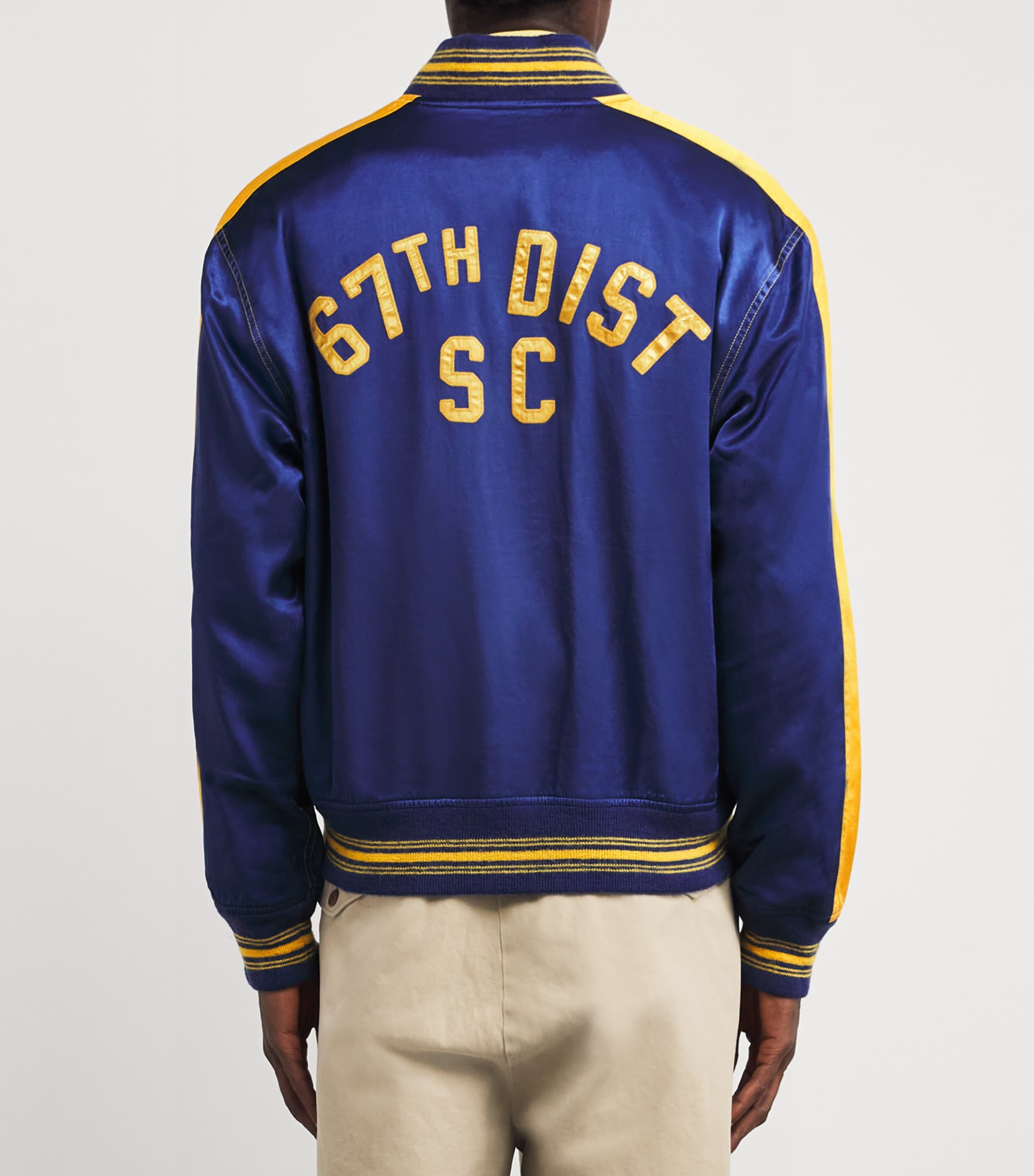 Polo Ralph Lauren Mens Cotton-Blend Varsity Bomber Jacket Blue Image 4