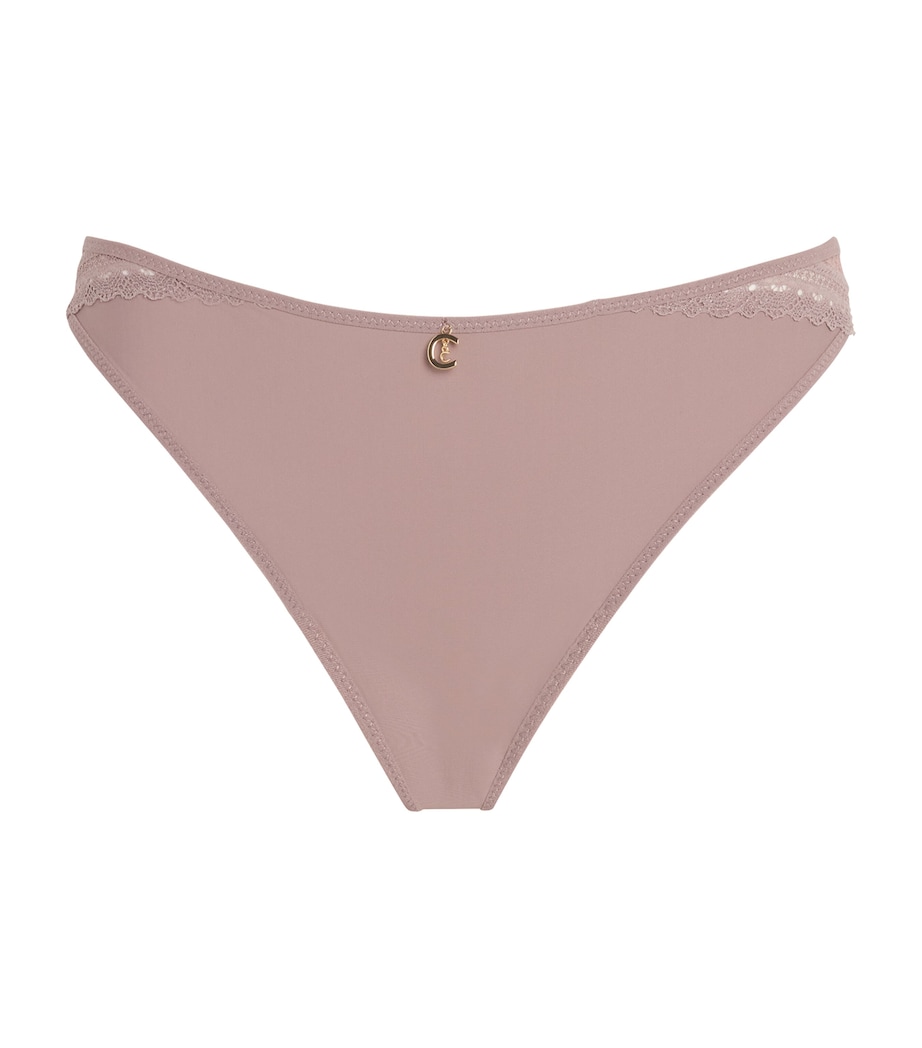 Lace-Trim Romance Tanga 0PK MINK Image 1