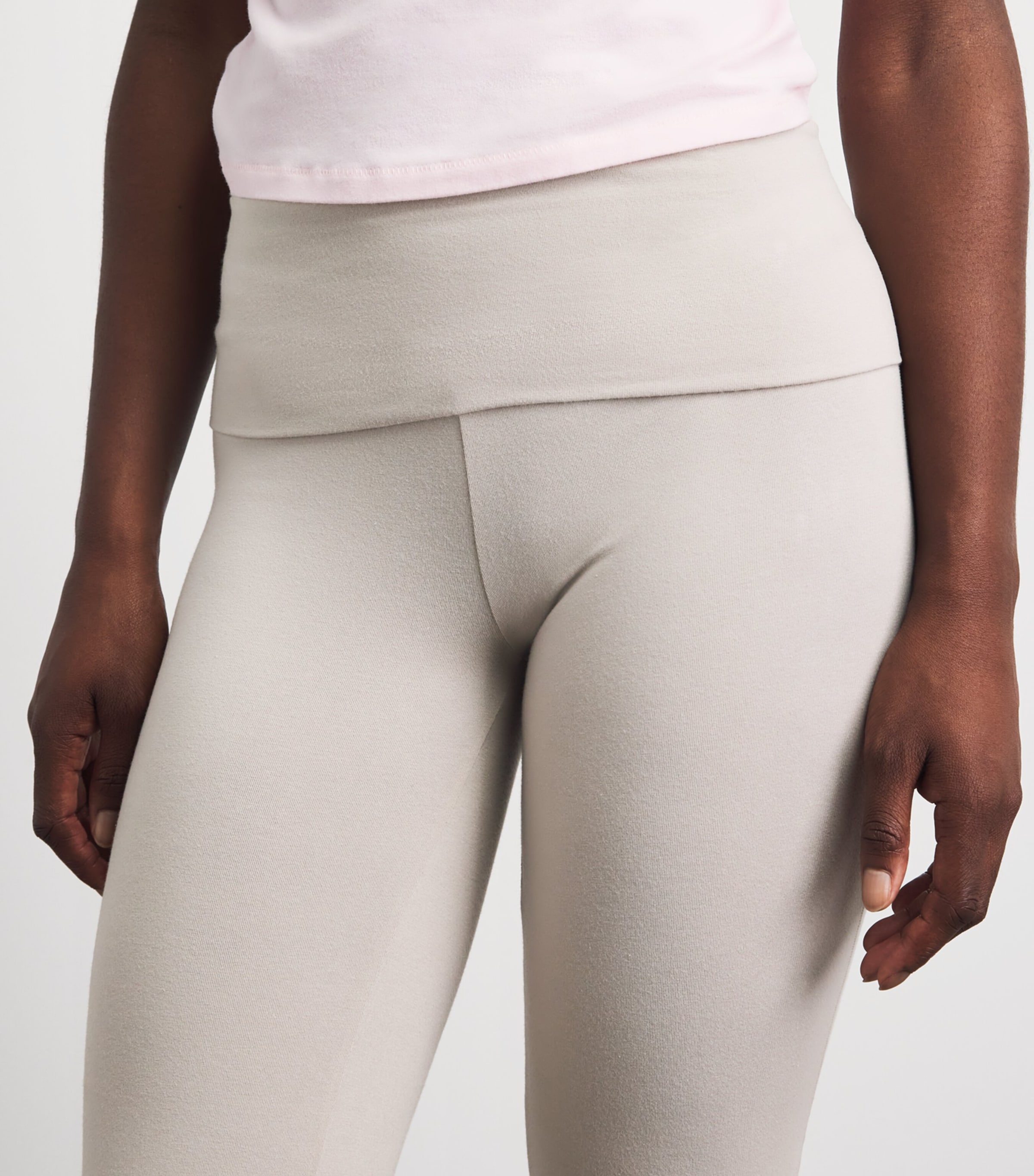 Skims Womens Cotton Jersey Foldover Trousers Stone Image 3