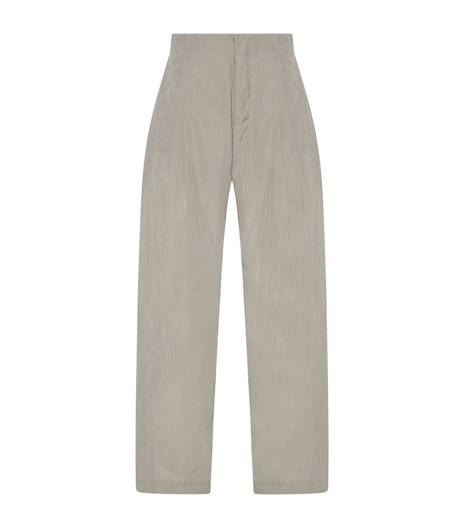 The Row Mens Malaya Silk-Blend Trousers Smoke Grey Image 1