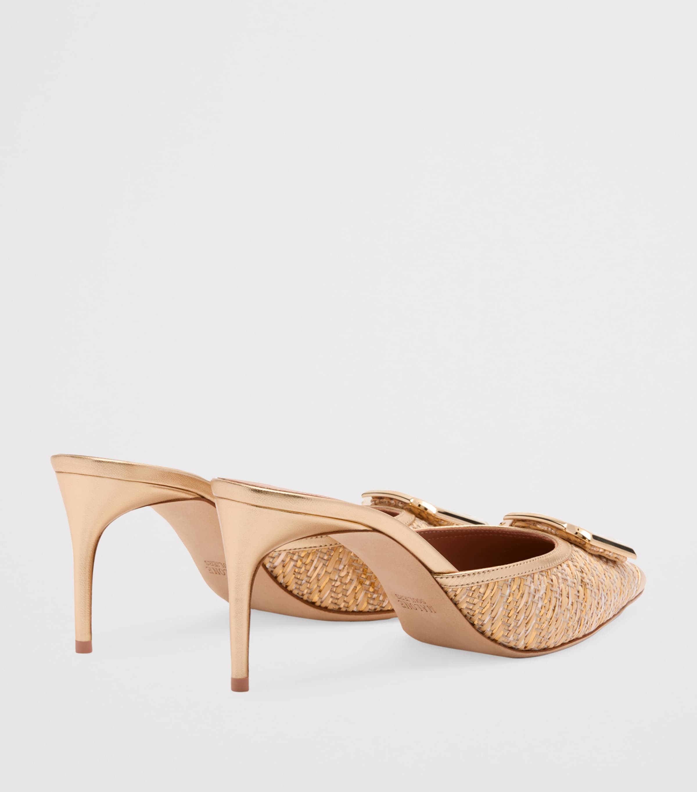Metallic Raffia Mona Heeled Mules 70 GOLD Image 4