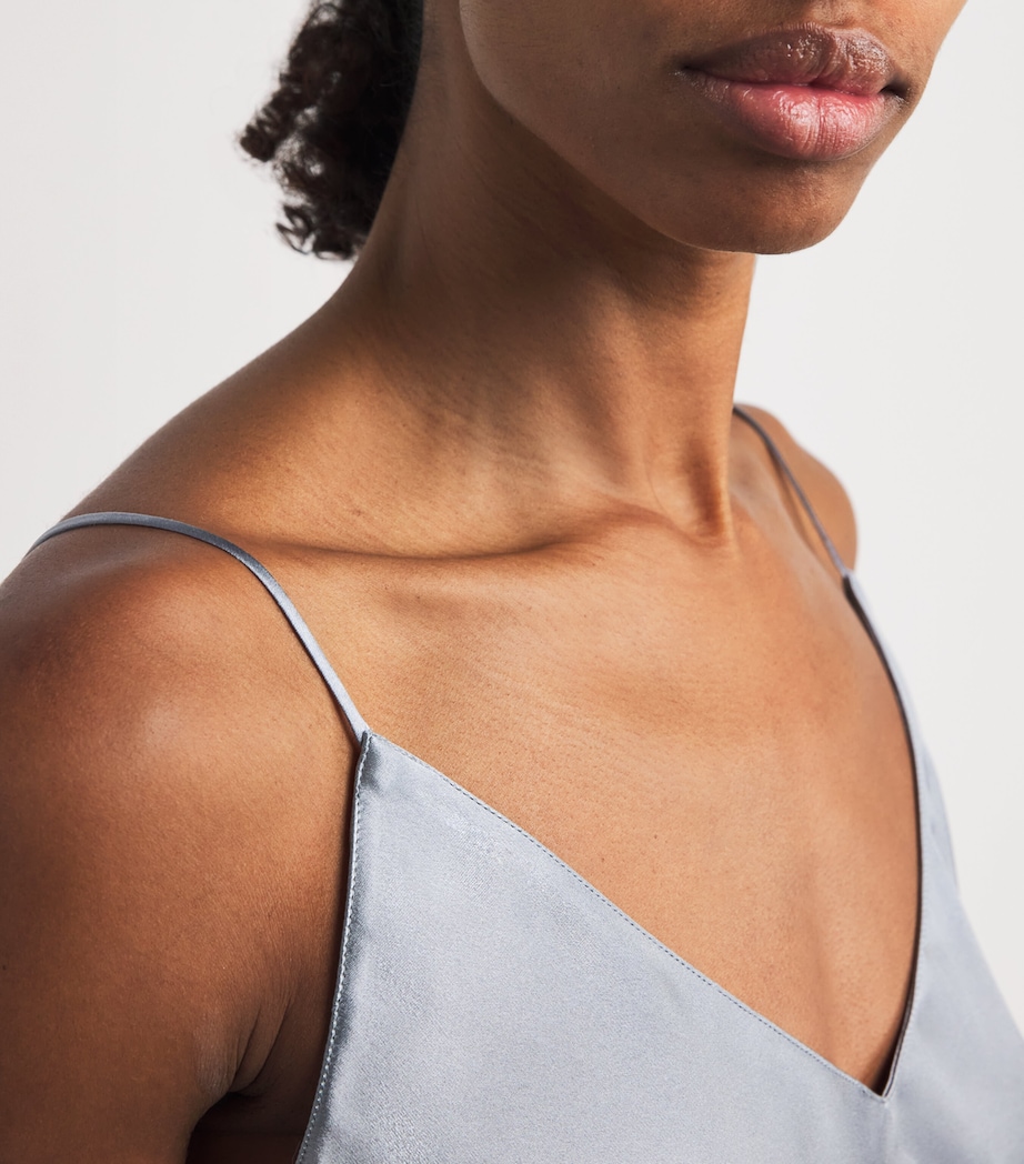 Silk V-Neck Cami Top LIGHT BLUE Image 6