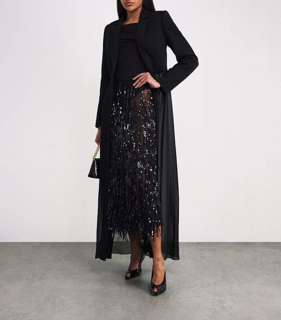 Sequin-Embellished Midi Skirt 001 BLACK Image 2