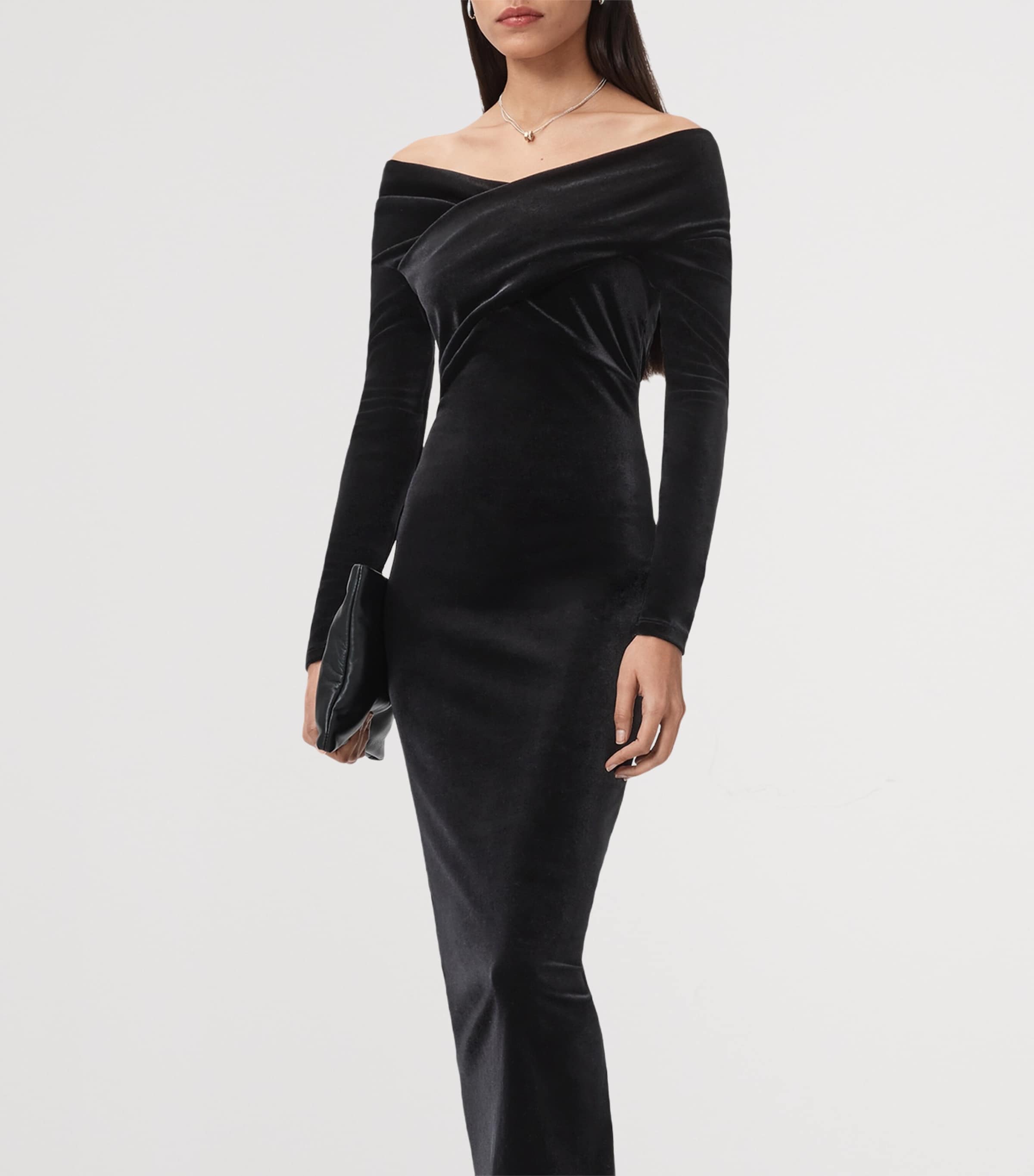 Velvet Delta Midi Dress BLACK Image 5