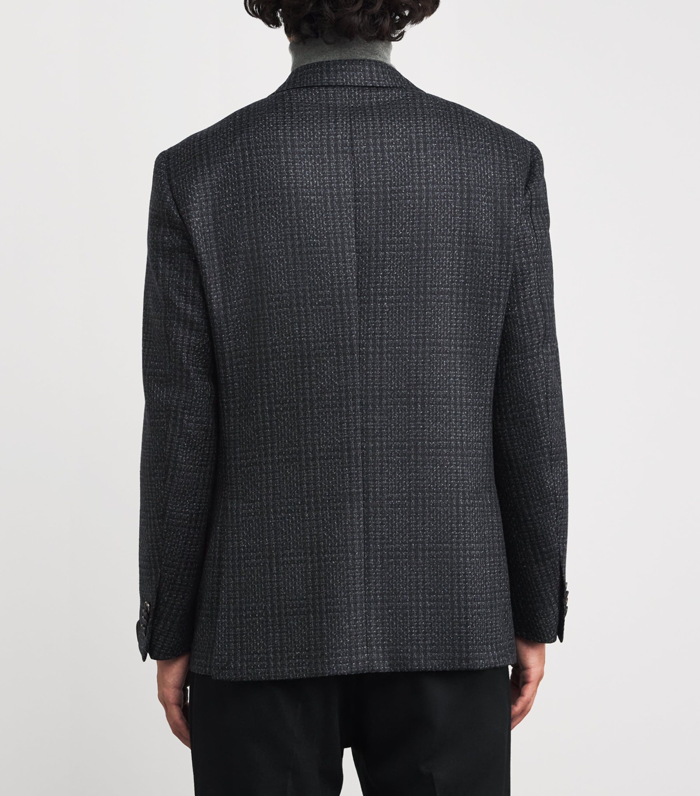 Virgin Wool Check Blazer 013 GREY MELANGE Image 4