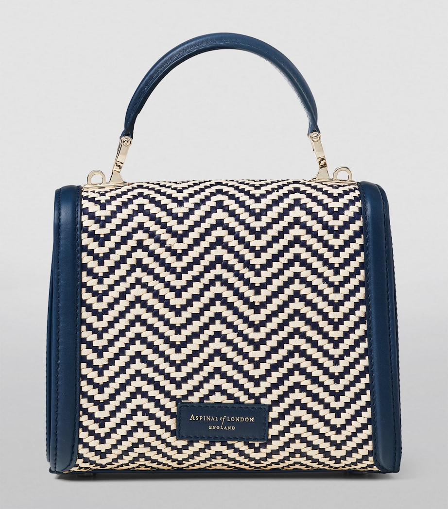 Aspinal Of London Midi Woven Mayfair Top-Handle Bag Navy Image 3