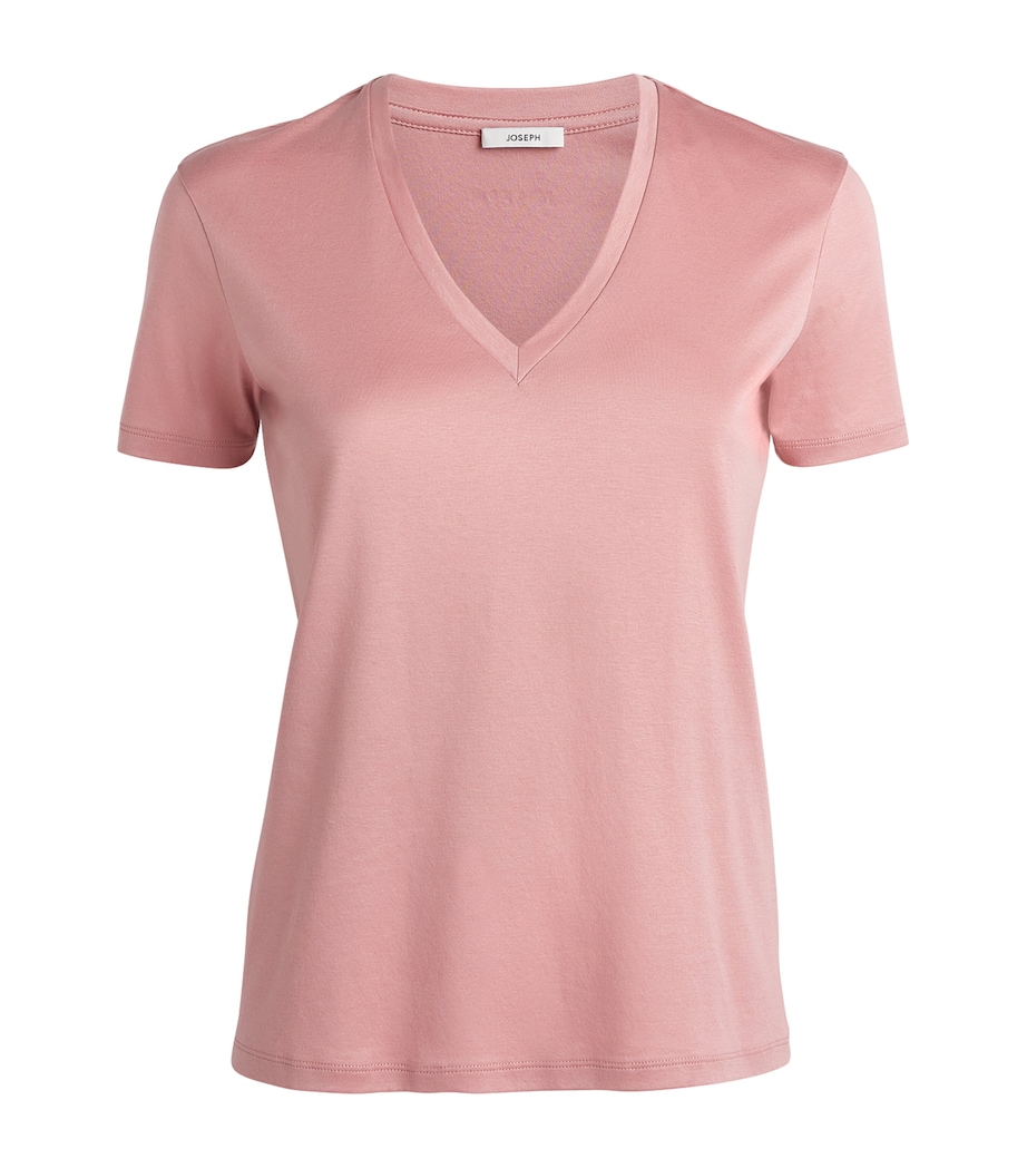 Joseph Womens Organic Cotton V-Neck Blanca T-Shirt Musk Image 1