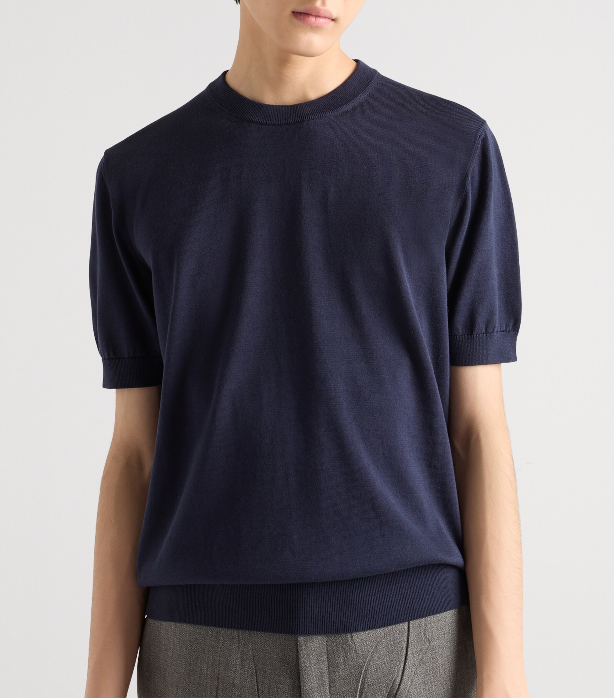 Cotton Short-Sleeve Sweater F0AA7 Image 4