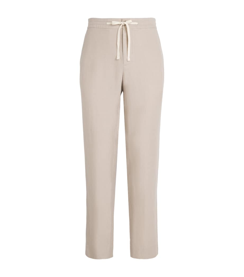 Vince Mens Linen Drawstring Straight Trousers Pumice Rock Image 1
