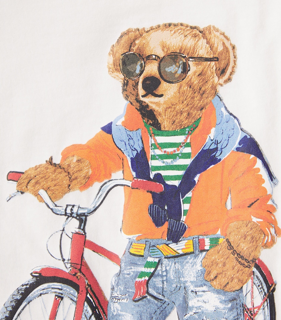 Polo Ralph Lauren Mens Cotton Polo Bear Bicycle Slim T-Shirt White Summer Bear Image 6