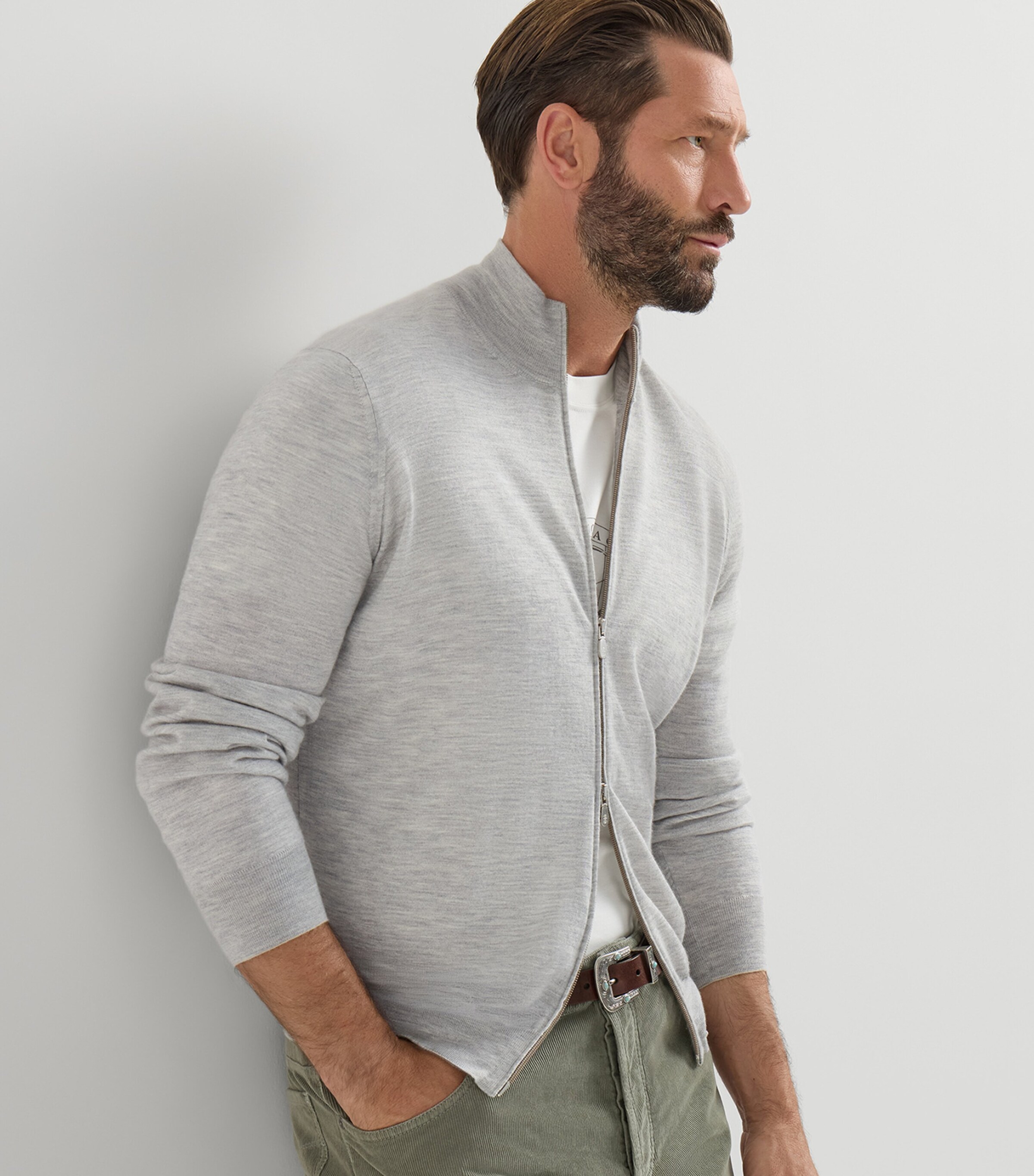 Brunello Cucinelli Mens Two-Way Zip Cardigan Image 4