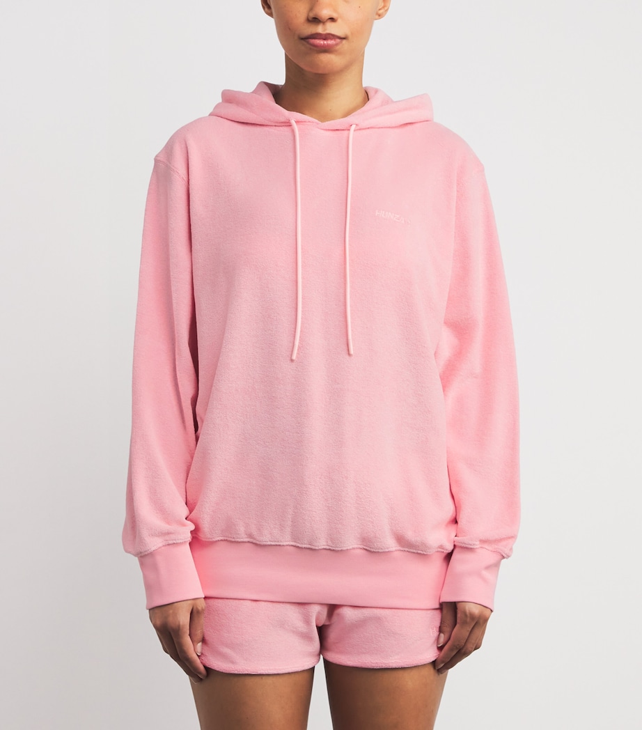 Cotton Terry Towelling Hoodie PINK Image 3