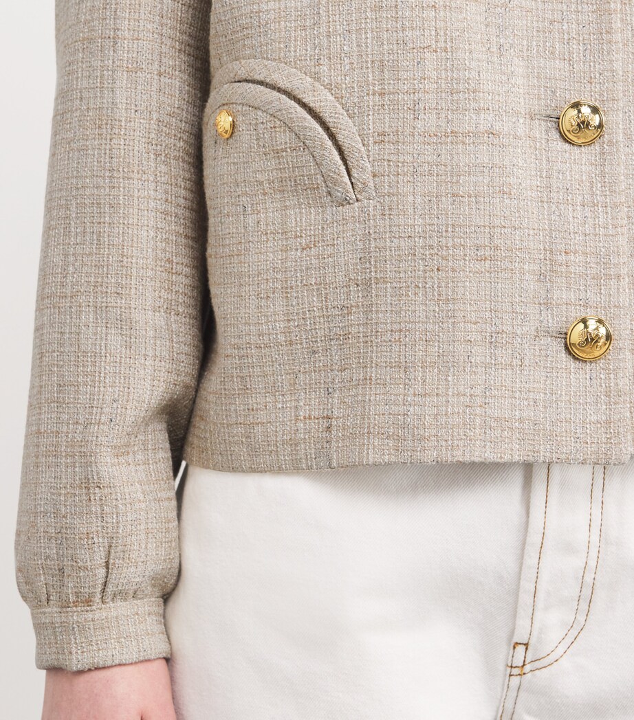 Blazé Milano Womens Cotton-Blend Tweed Gliss Bolero Jacket Sand Image 6