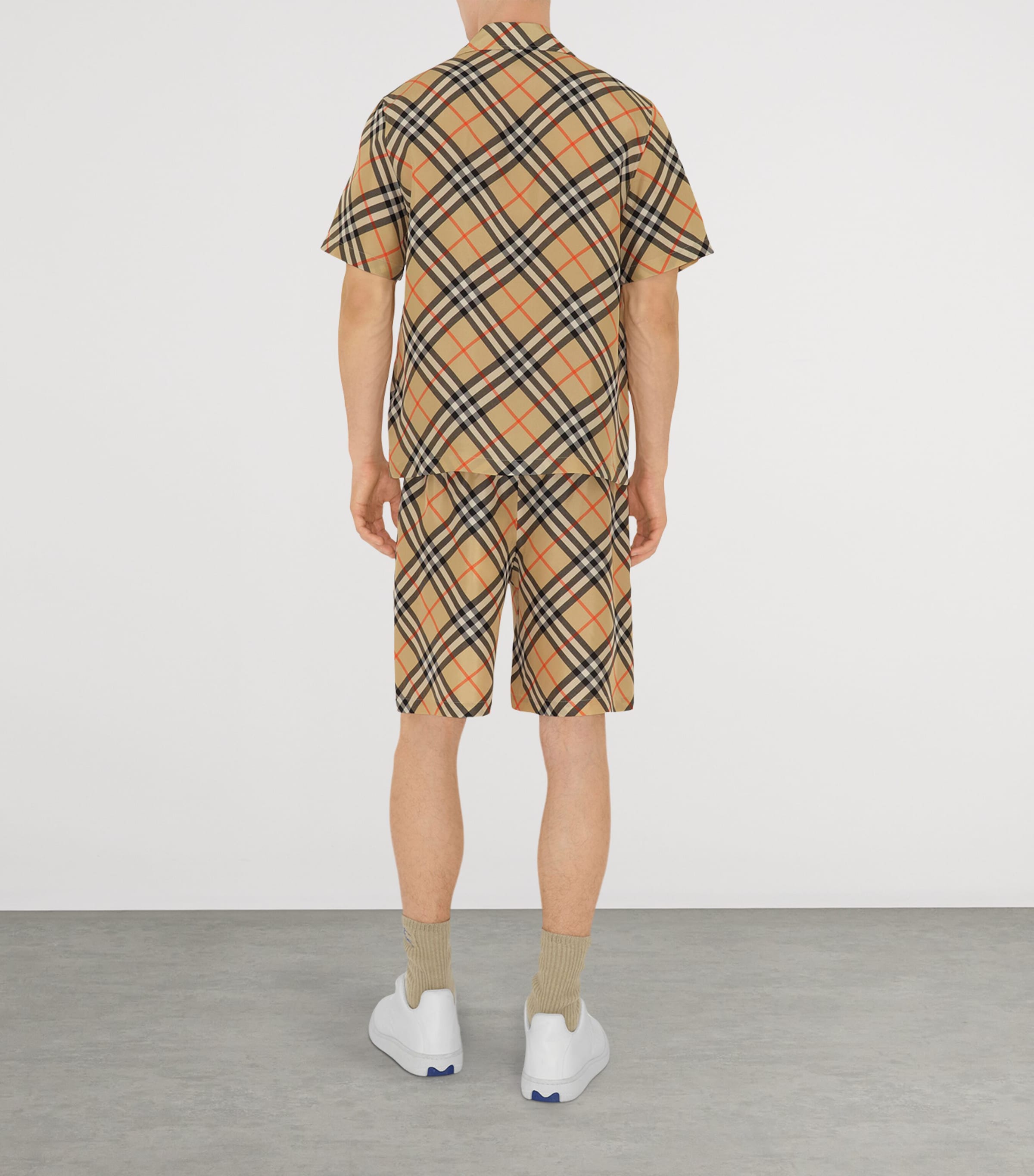 Oversized Silk Check Shirt SAND IP CHECK Image 4