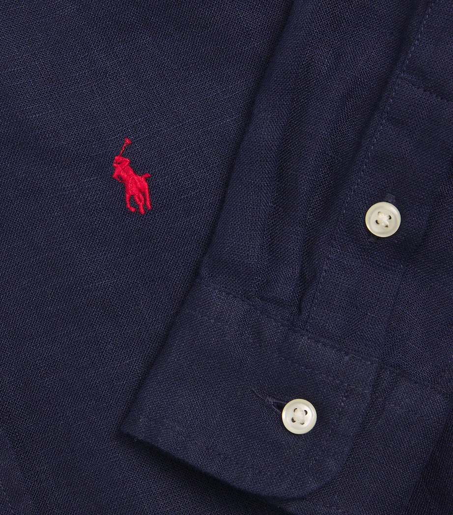 Linen Polo Pony Shirt (7-14 Years) NEWPORT NAVY Image 3