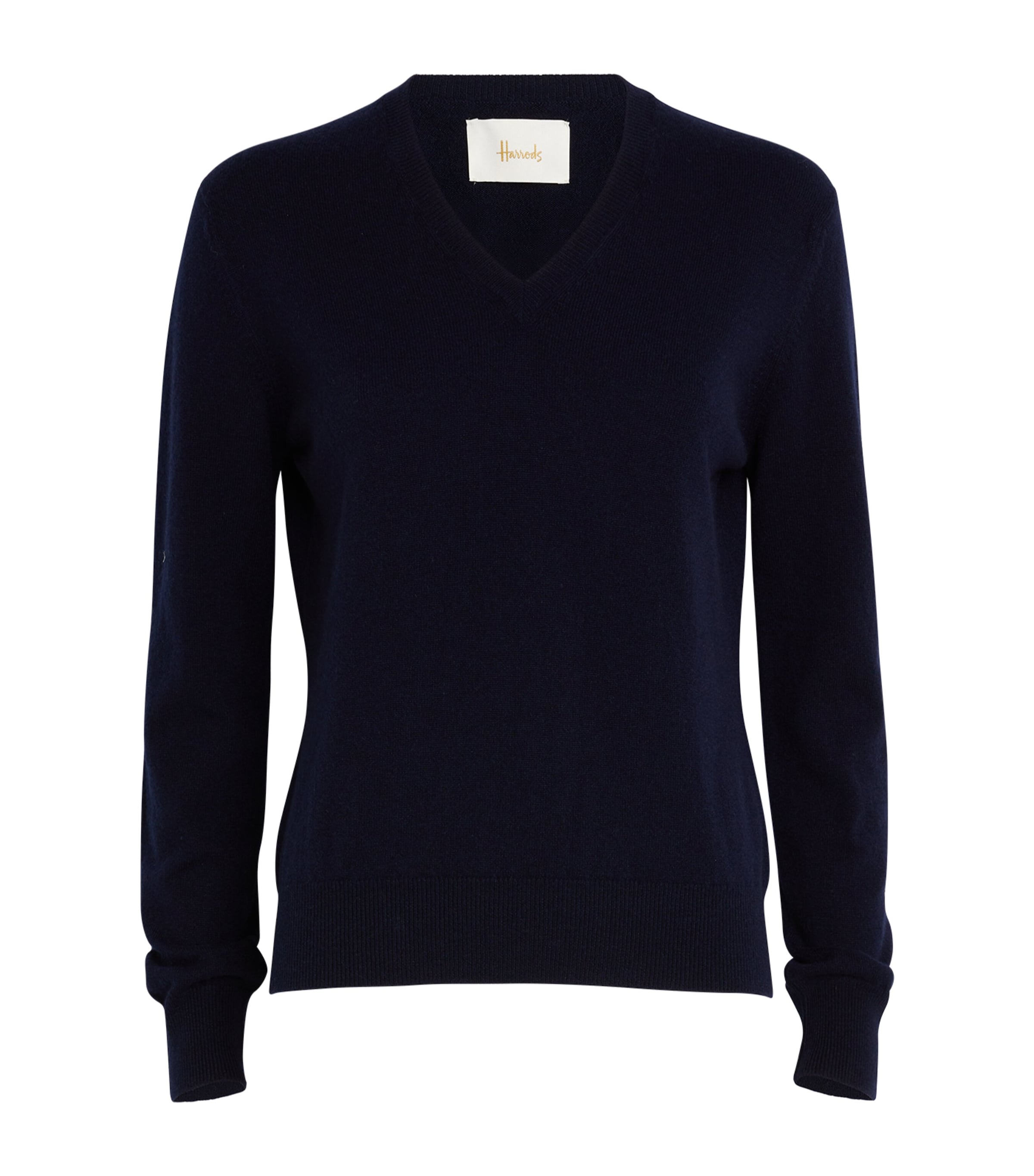 Shop Harrods Cashmere V-neck Sweater In Navy