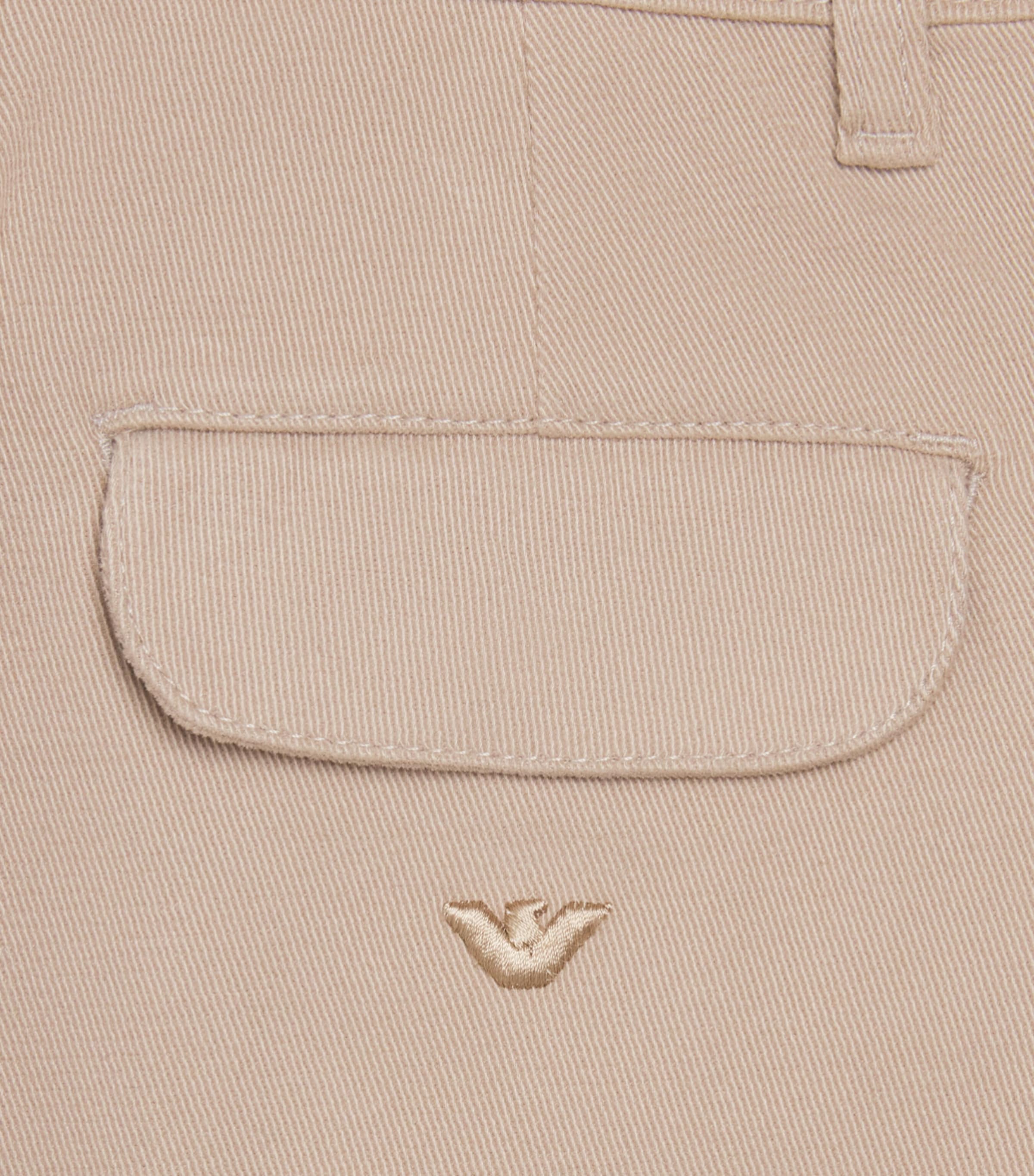 Emporio Armani Kids Stretch-Cotton Logo Embroidered Trousers (4-16 Years) Etherea Image 3