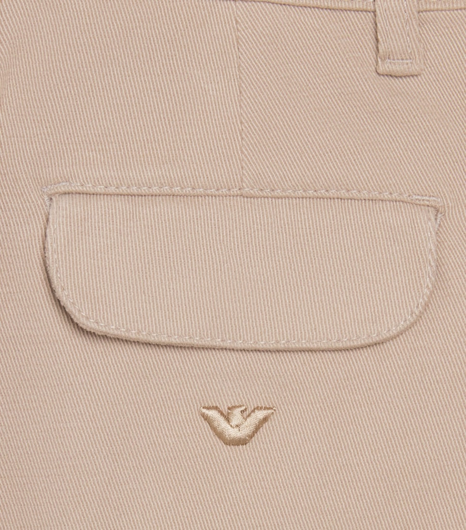 Emporio Armani Kids Stretch-Cotton Logo Embroidered Trousers (4-16 Years) Etherea Image 3