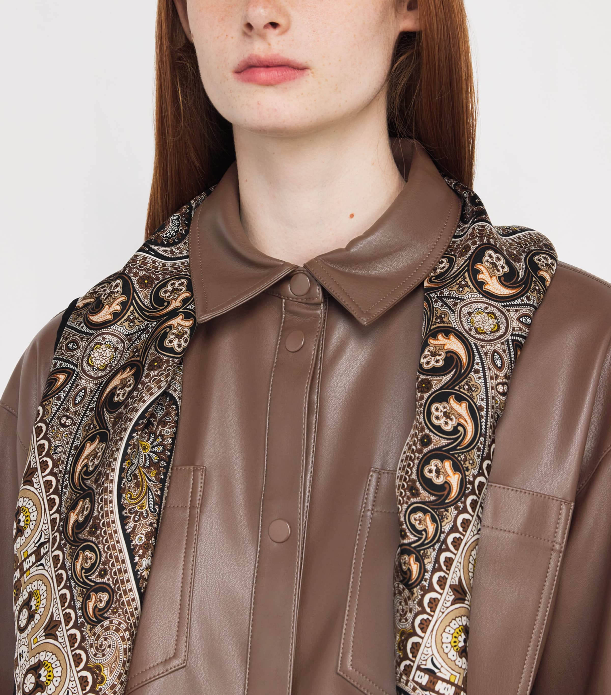 Faux Leather Jacket BROWN Image 6