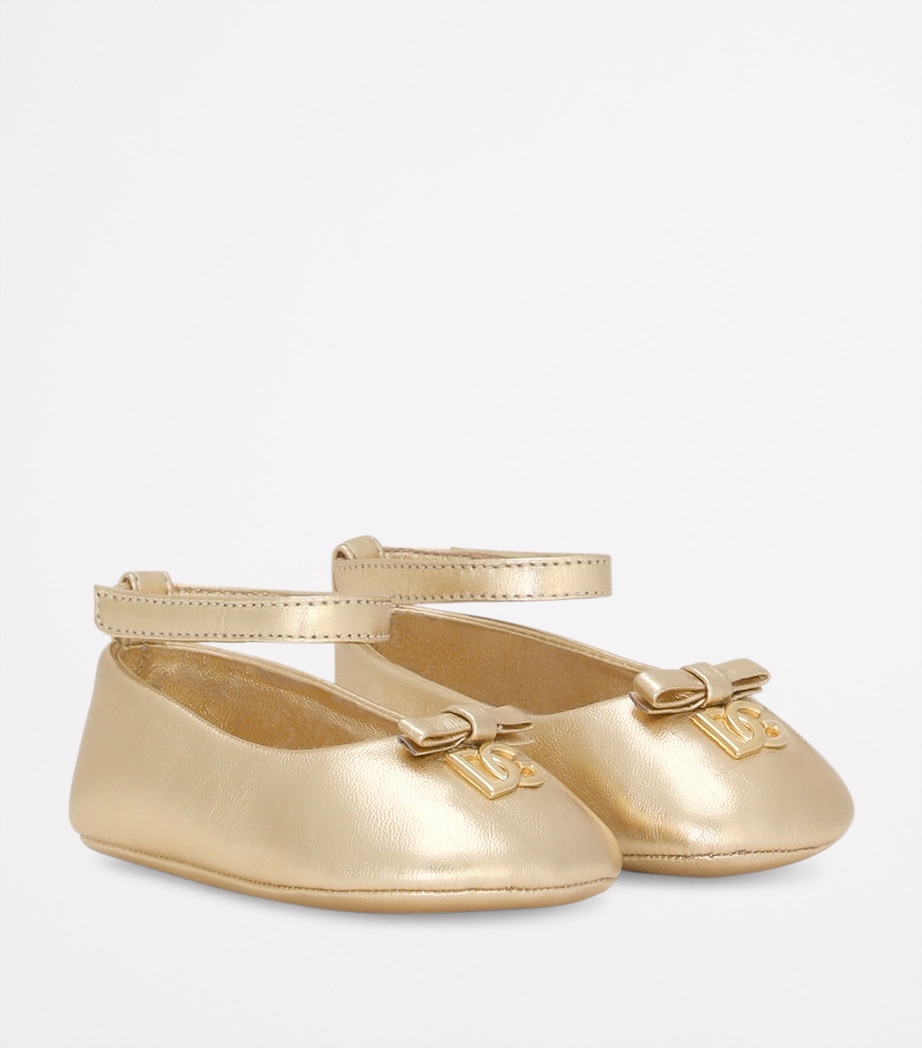 Dolce&Gabbana Kids Metallic Leather Ballet Flats Gold Image 2