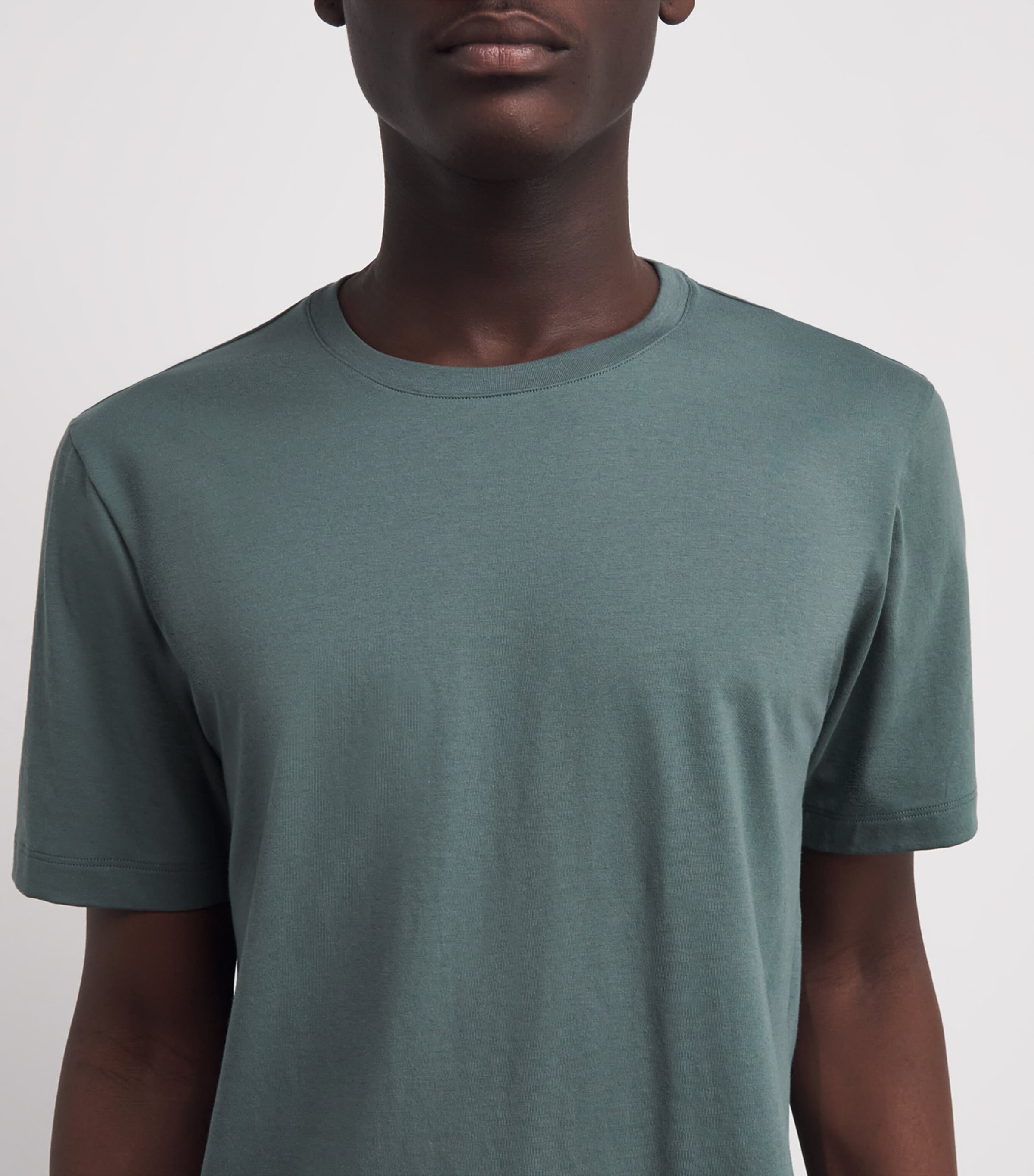 Hanro Mens Cotton Living Crew-Neck T-Shirt Studio Green Image 3