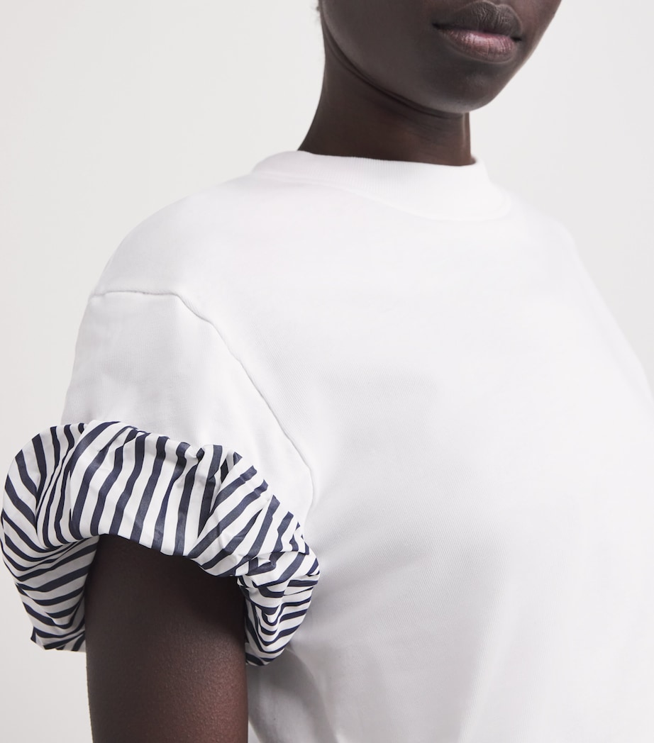 Patou Womens Cotton Rolled-Sleeve T-Shirt White Image 3