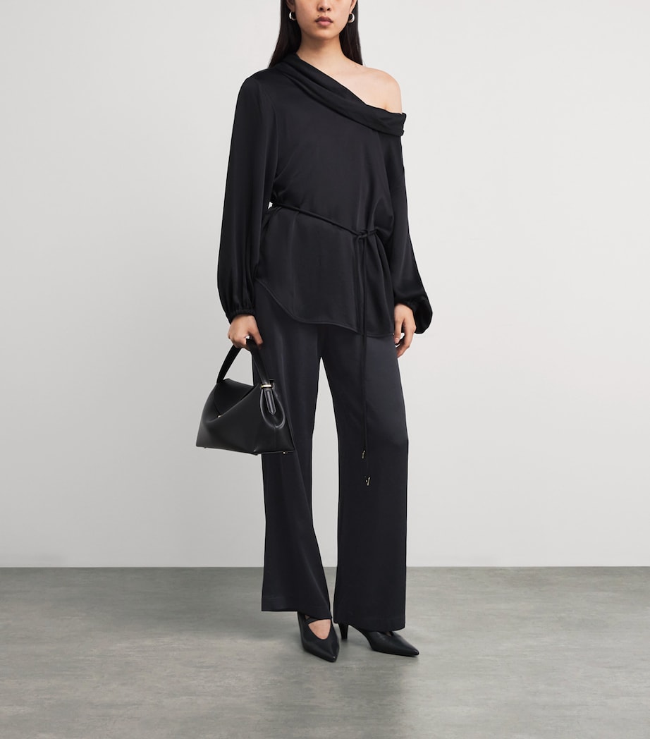 Satin Vincent Wide-Leg Trousers 001 BLACK Image 2