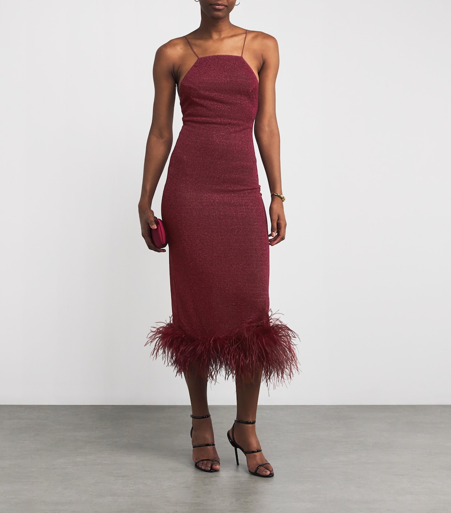 Lumière Feather Midi Dress BURGUNDY Image 2