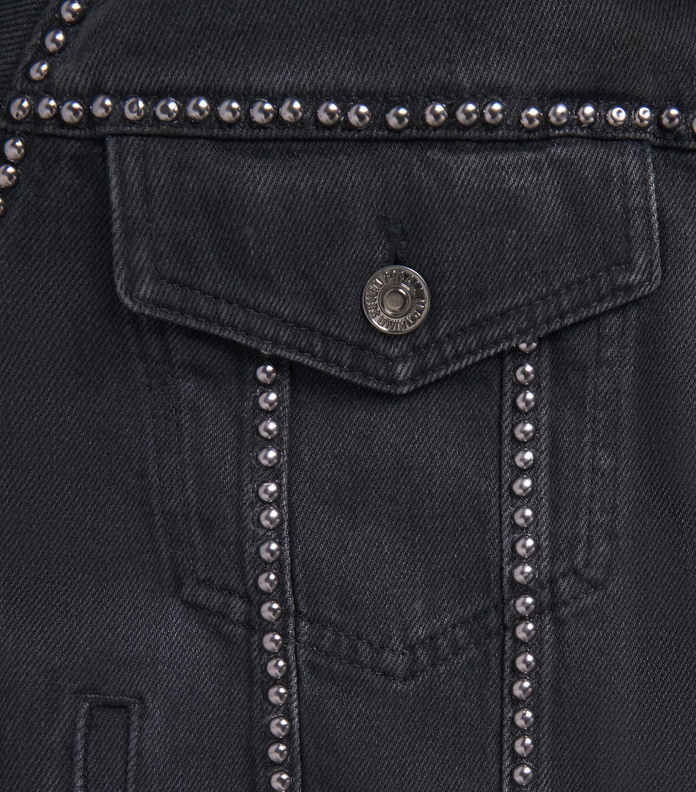 7 For All Mankind Womens Studded Denim Jacket Nocturne Image 6