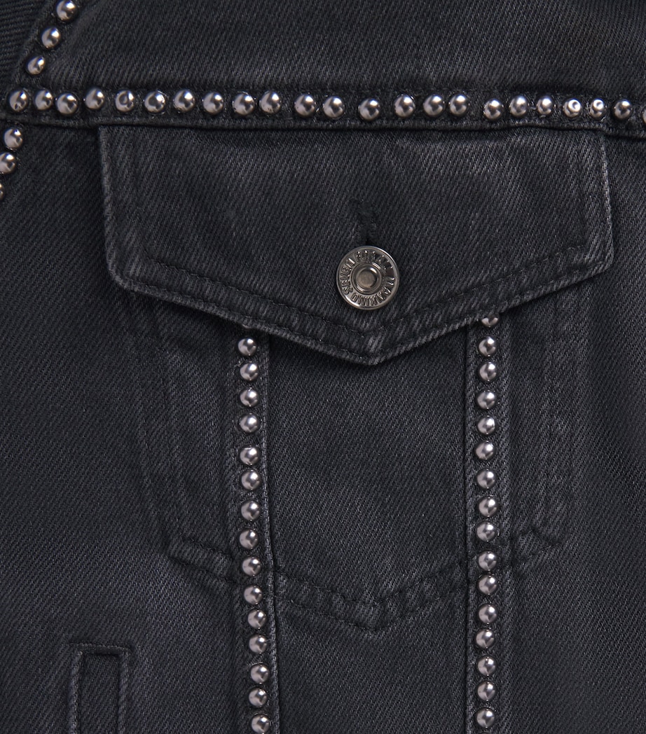7 For All Mankind Womens Studded Denim Jacket Nocturne Image 6