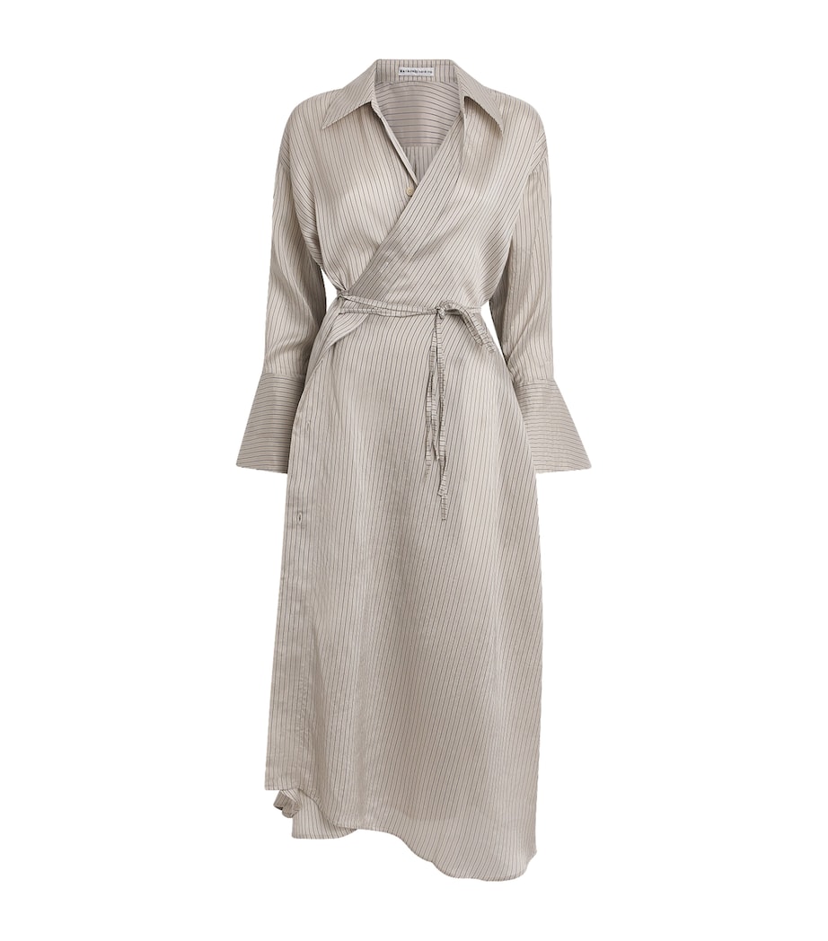 Palmer//Harding Womens Stripe Drift Midi Shirt Dress Beige Silk Stripe Image 1