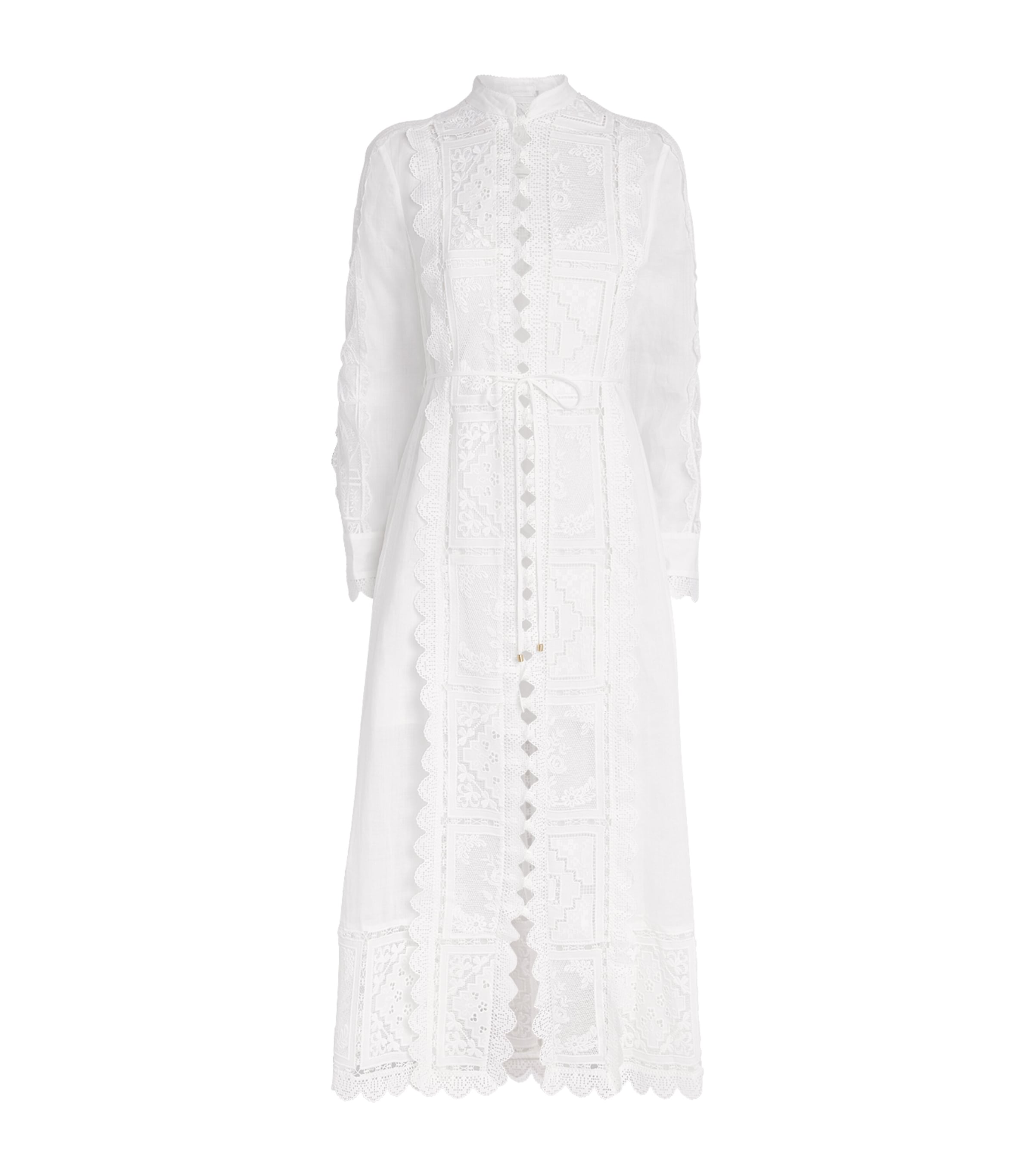Zimmermann Womens Ramie Lace Aster Midi Dress Ivo Ivory Image 1