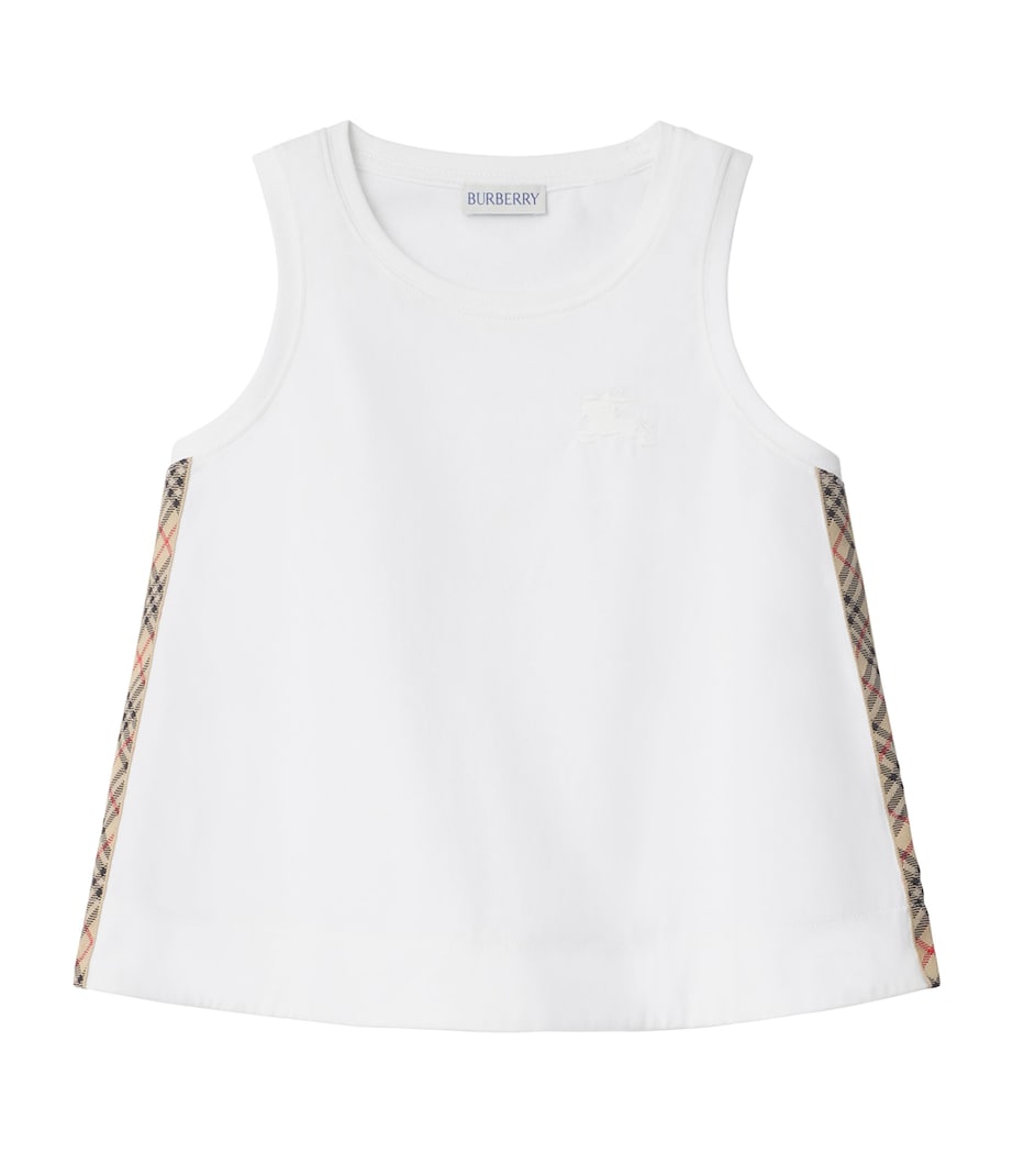 Burberry Kids Cotton Check-Trim Tank Top (14 Years) White Image 1
