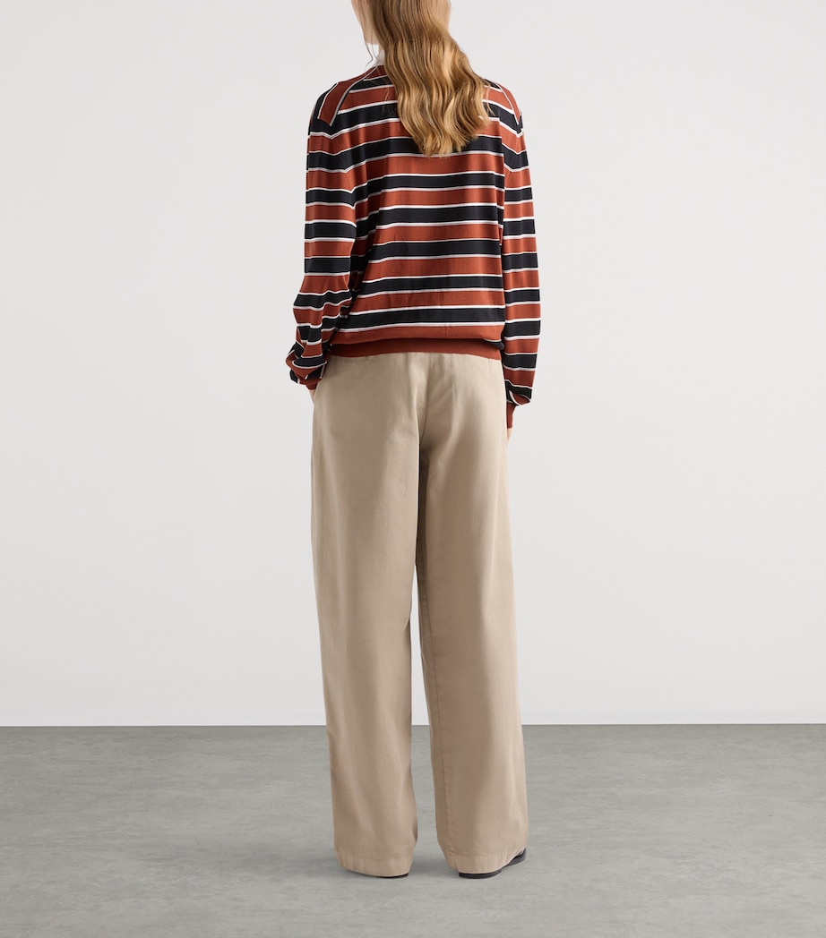 Prada Womens Silk Stripe Polo Sweater Orange Image 5