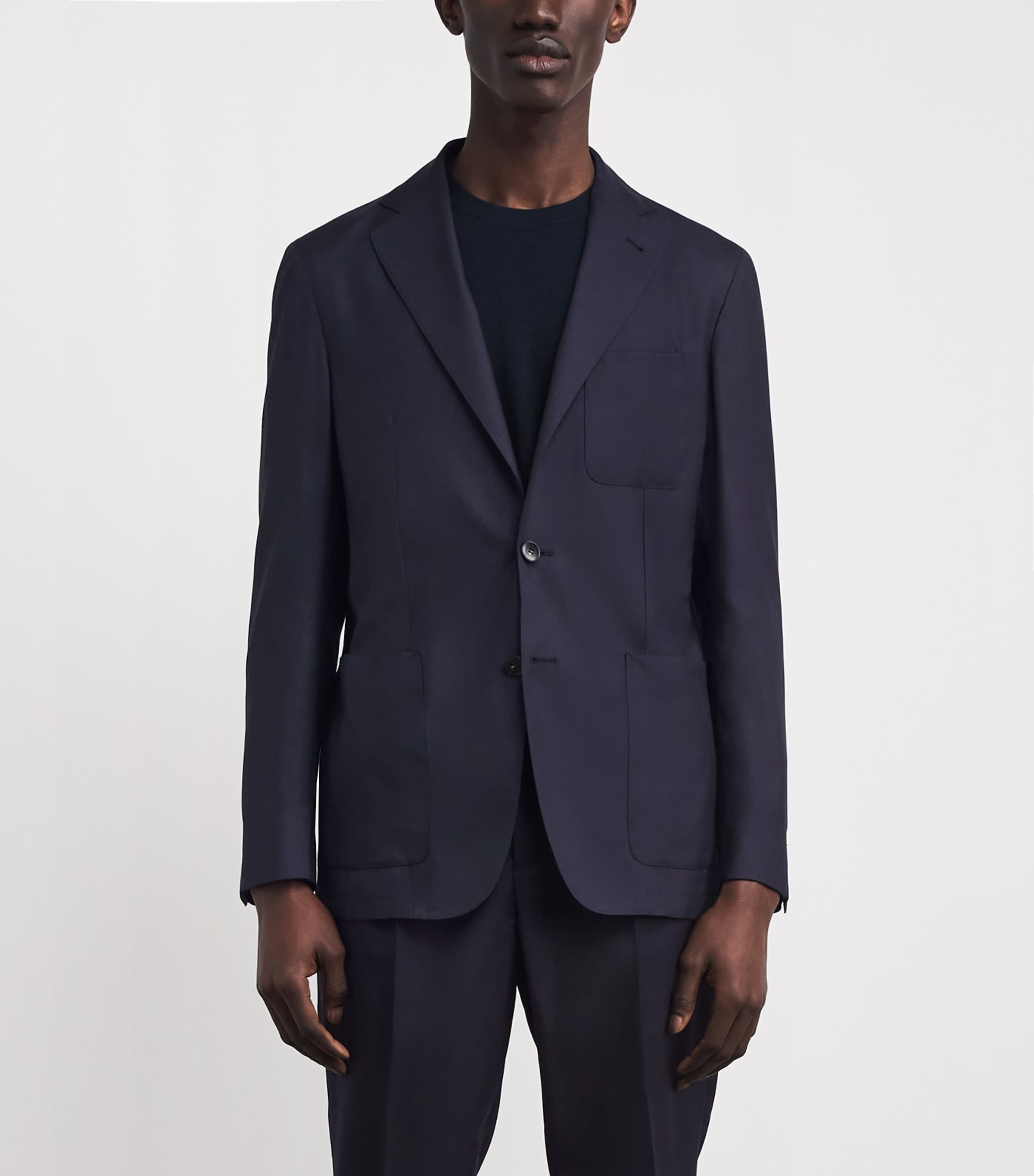Canali Mens Wool-Silk Deconstructed Suit Jacket Image 4