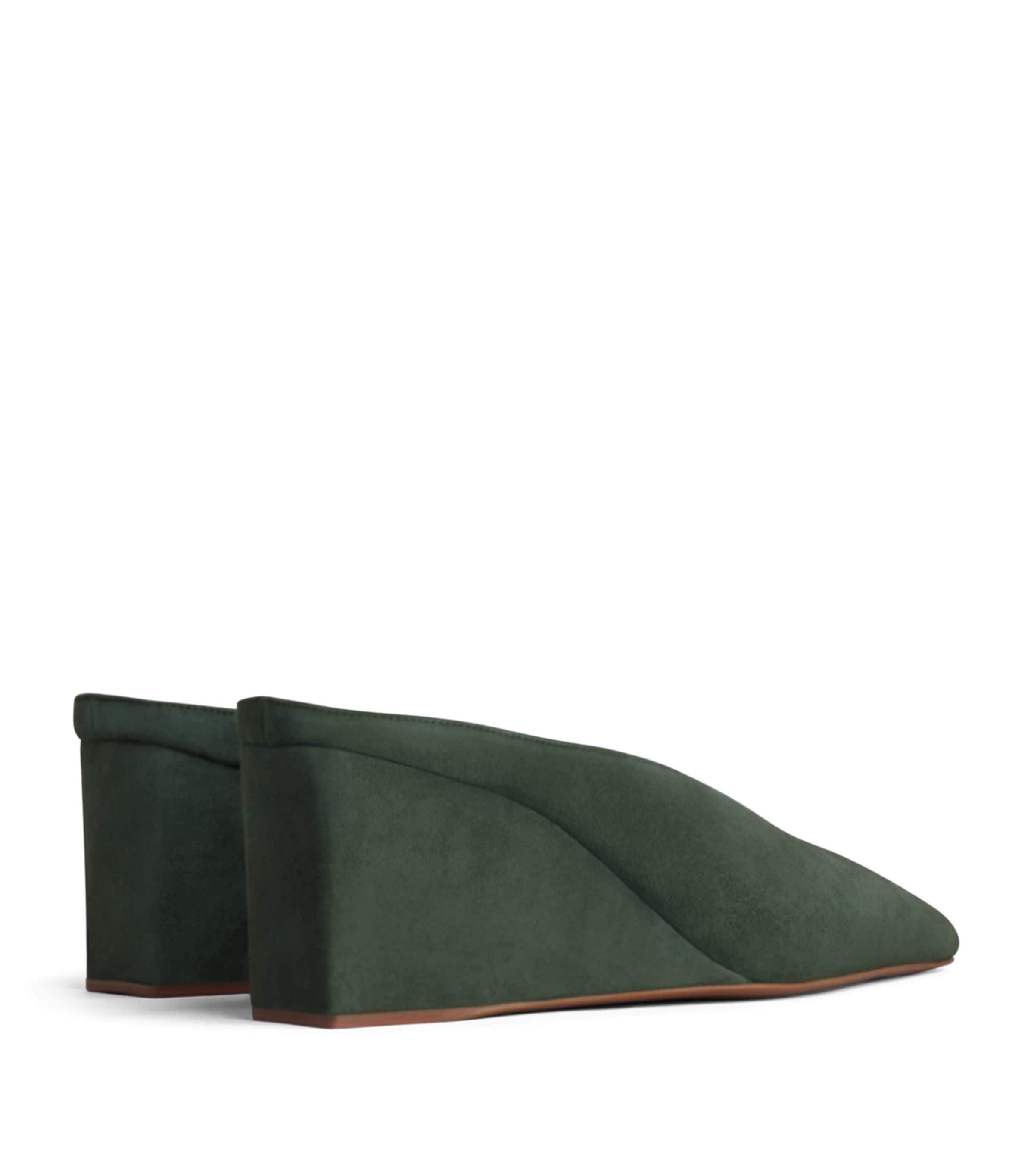 Alaïa Suede Cube Wedge Mules 75 Lichen Image 3