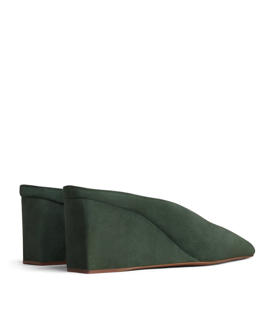 Alaïa Suede Cube Wedge Mules 75 Lichen Image 3