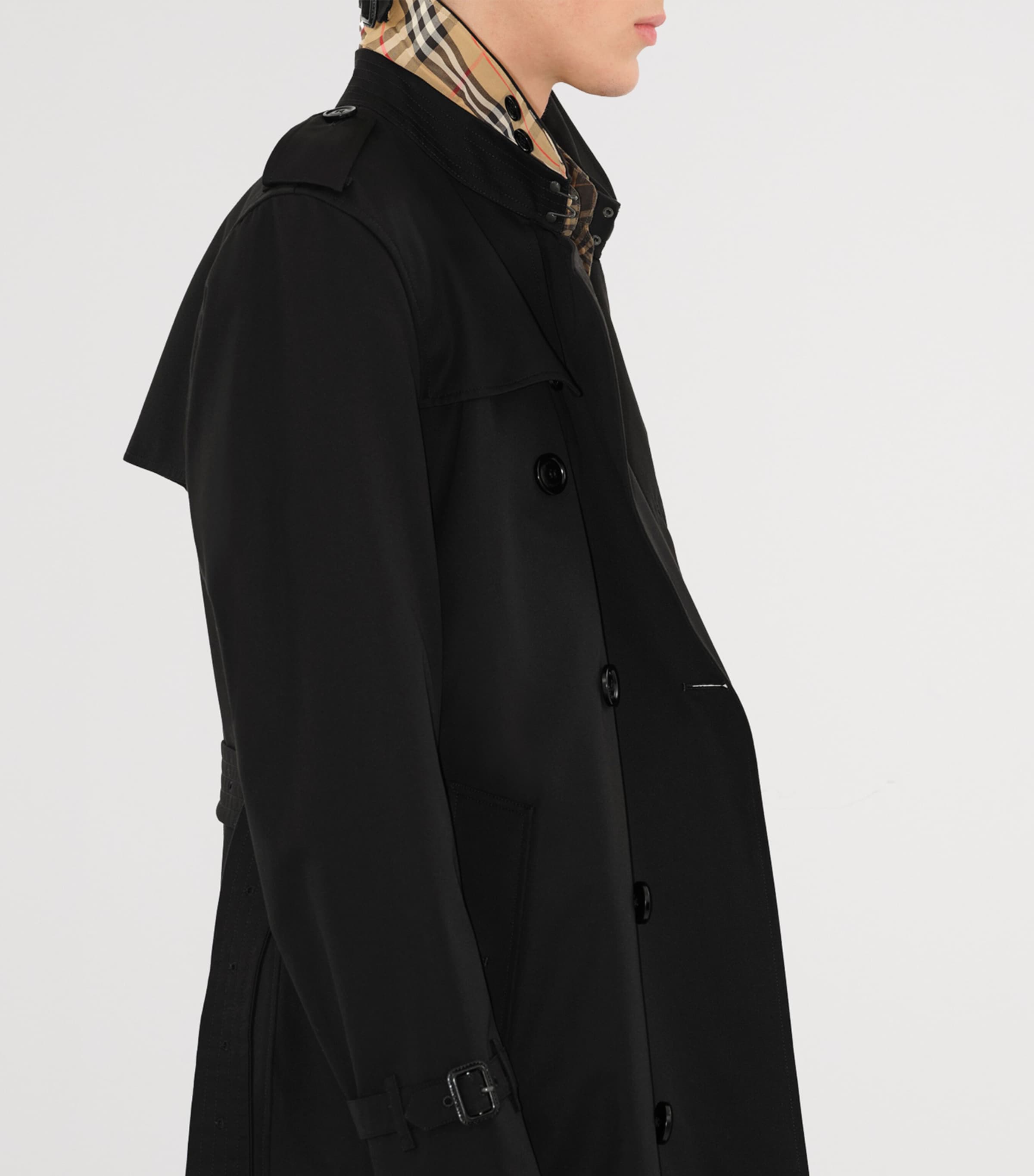 Burberry Mens Mid-Length Kensington Heritage Trench Coat Black Image 5