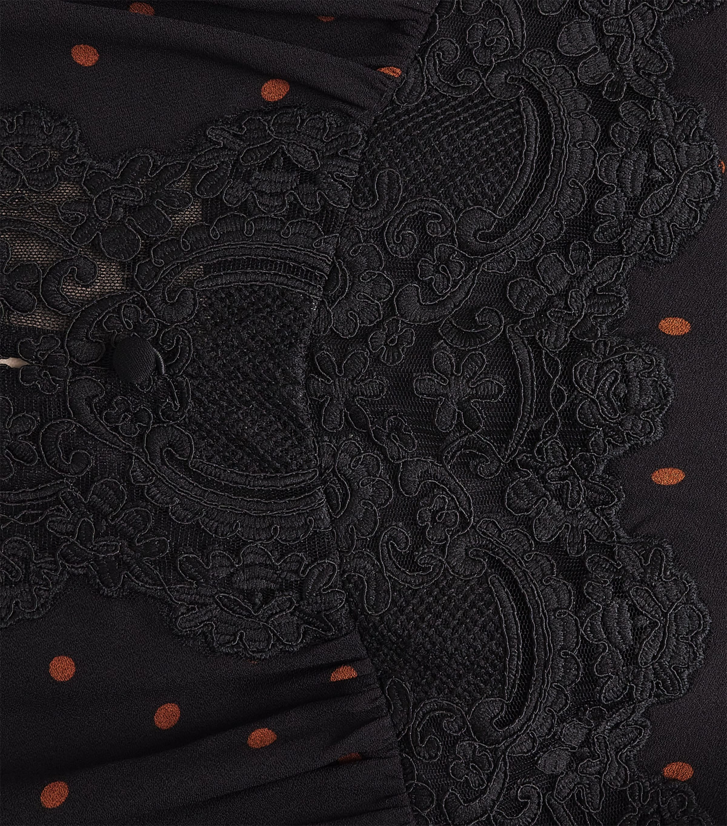 Polka-Dot Lace-Trim Maxi Dress BLACK/CARAMEL Image 5