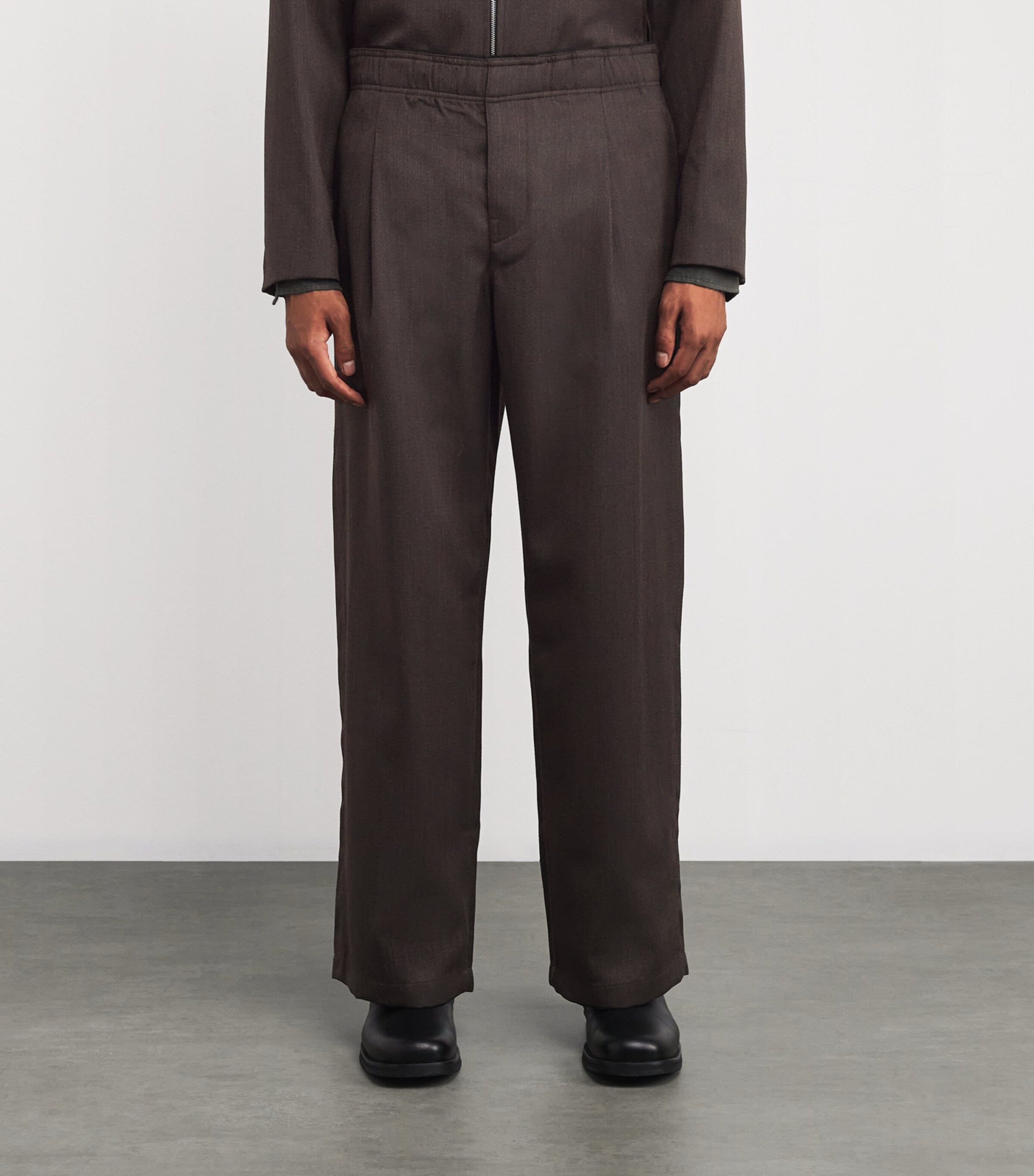 Wool Wide-Leg Leisure Trousers HAVANA BROWN CHAIN Image 3