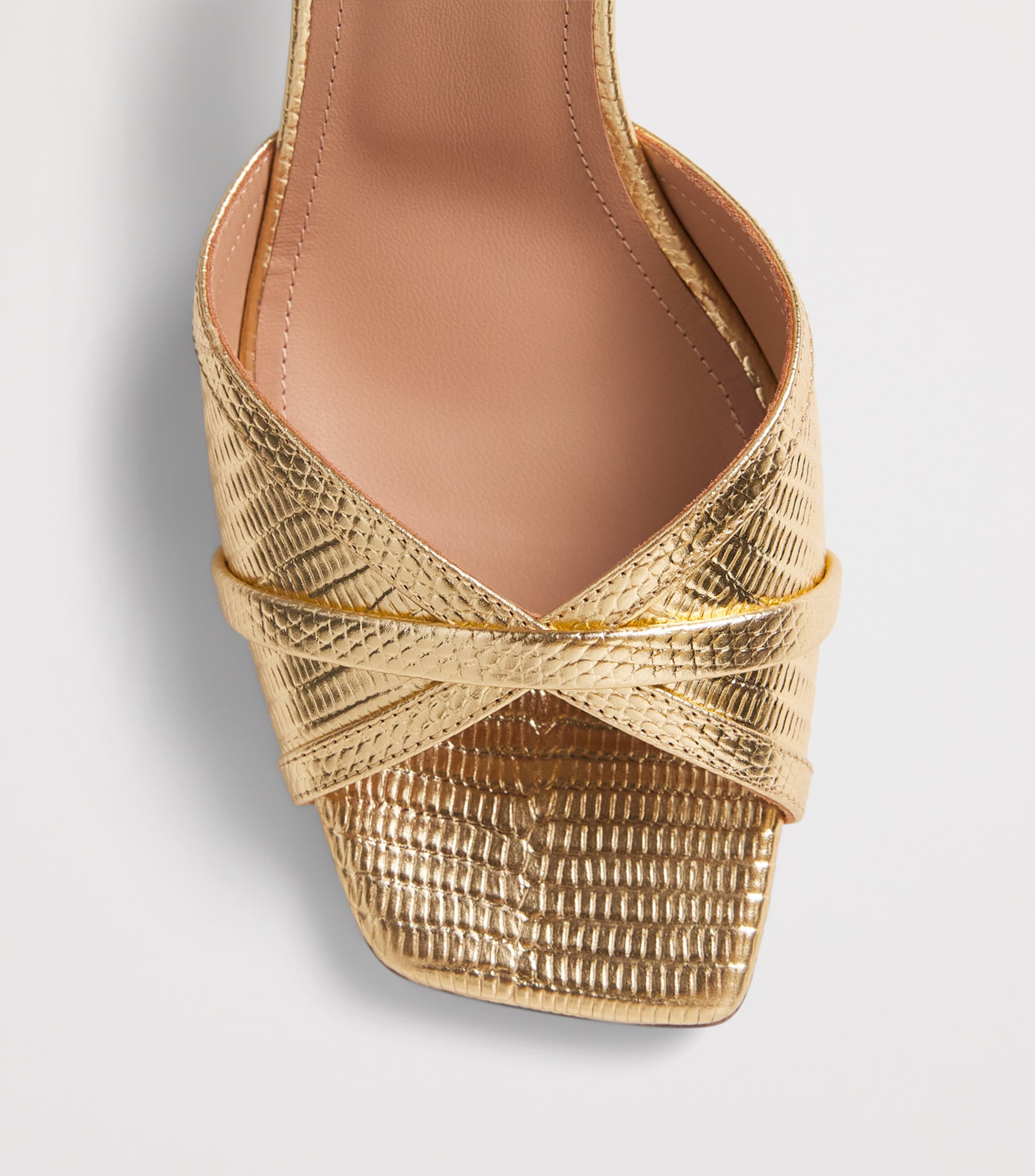 Malone Souliers x Harrods Exclusive Metallic Leather Embossed Perla Mules 70 Antique Gold Image 6