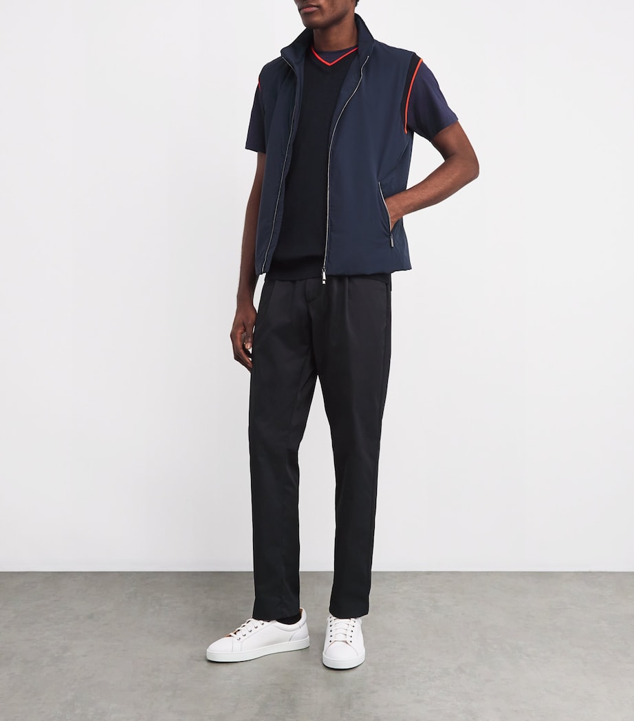 Moorer Mens Two-Way Zip Gilet Blu Image 2