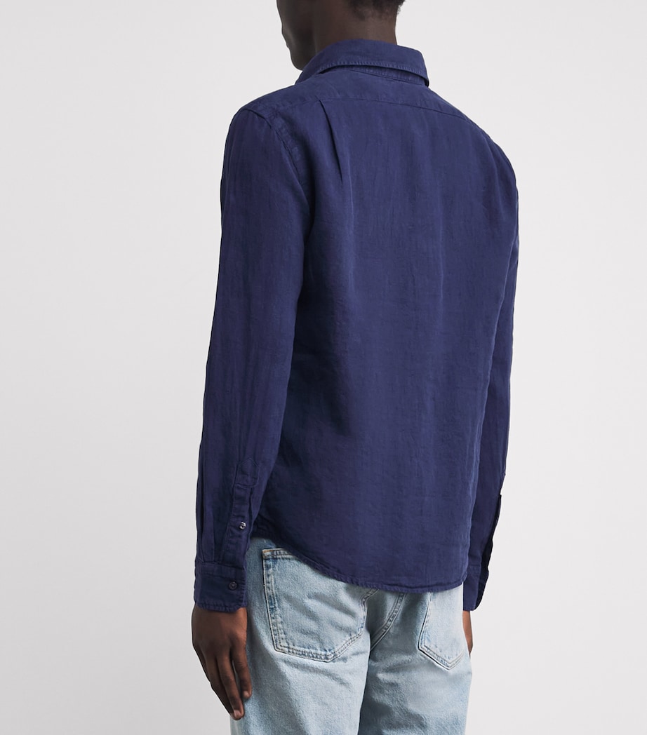 Polo Ralph Lauren Mens Linen Custom-Fit Shirt Newport Navy Image 5