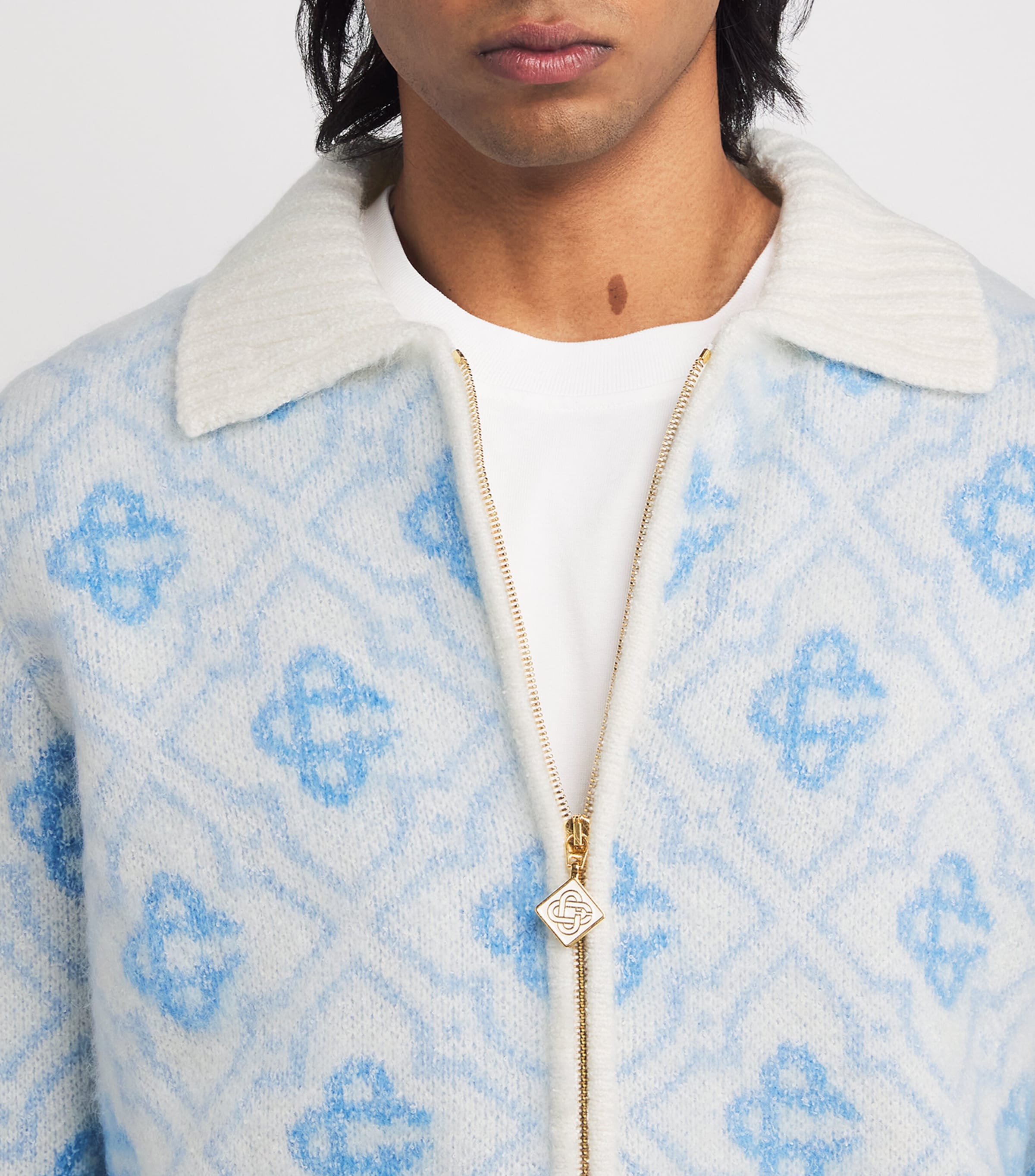 Casablanca White Merino Wool Zip-Up Cardigan | Harrods US