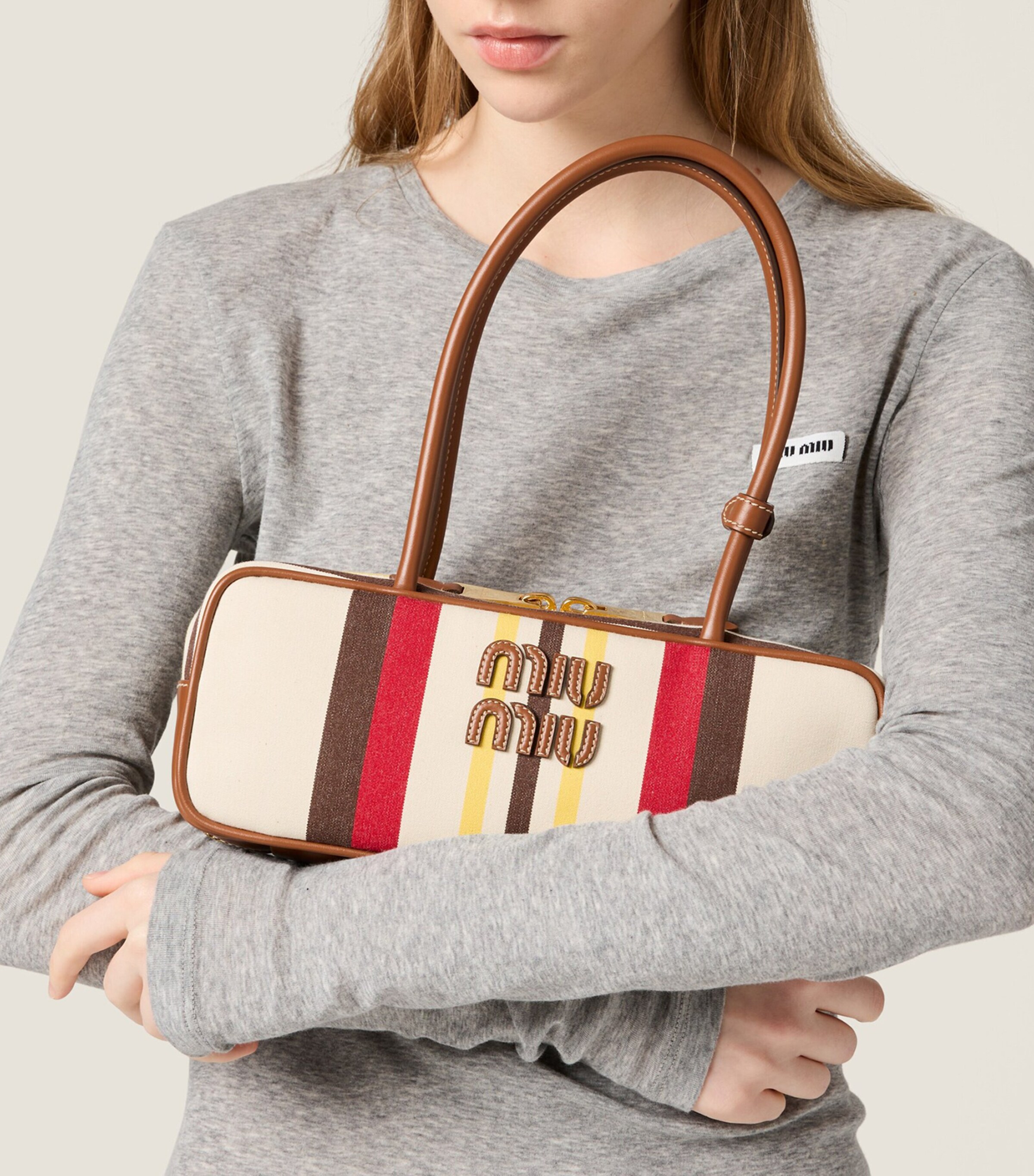 Miu Miu Canvas-Leather Beau Bag Image 5